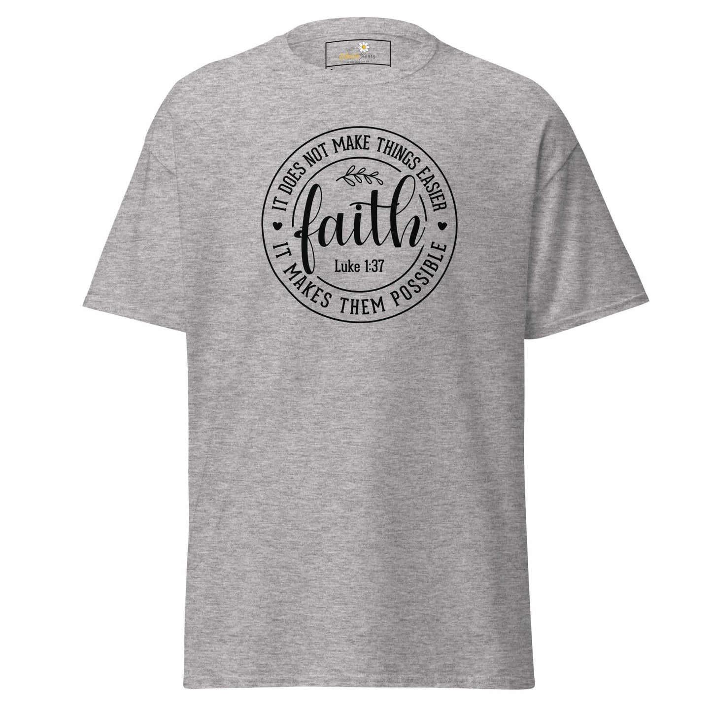 Gray T-shirt with faith graphic displayed on product T-SHIRT DESIGN TEE MAN WOMAN S-XL