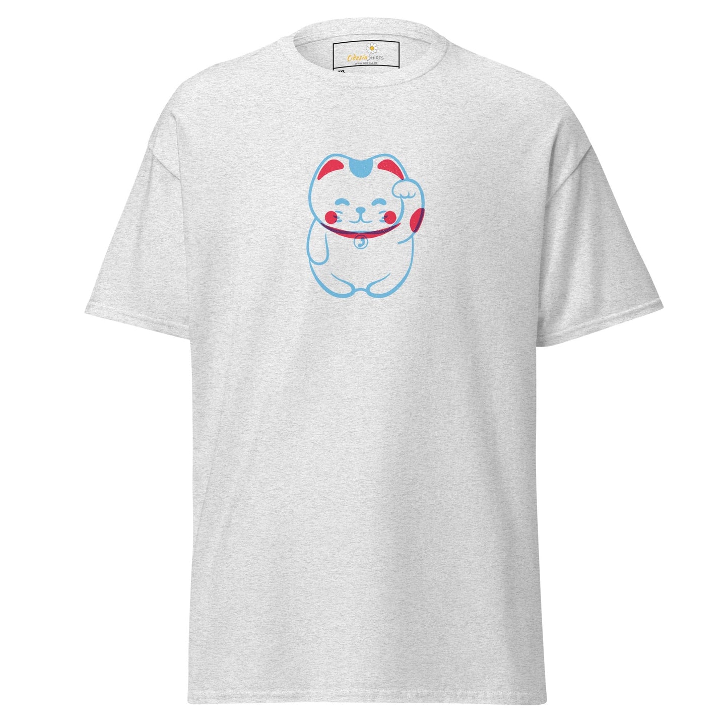White T-shirt with a cat design from the T-SHIRT DESIGN TEE collection for men and women