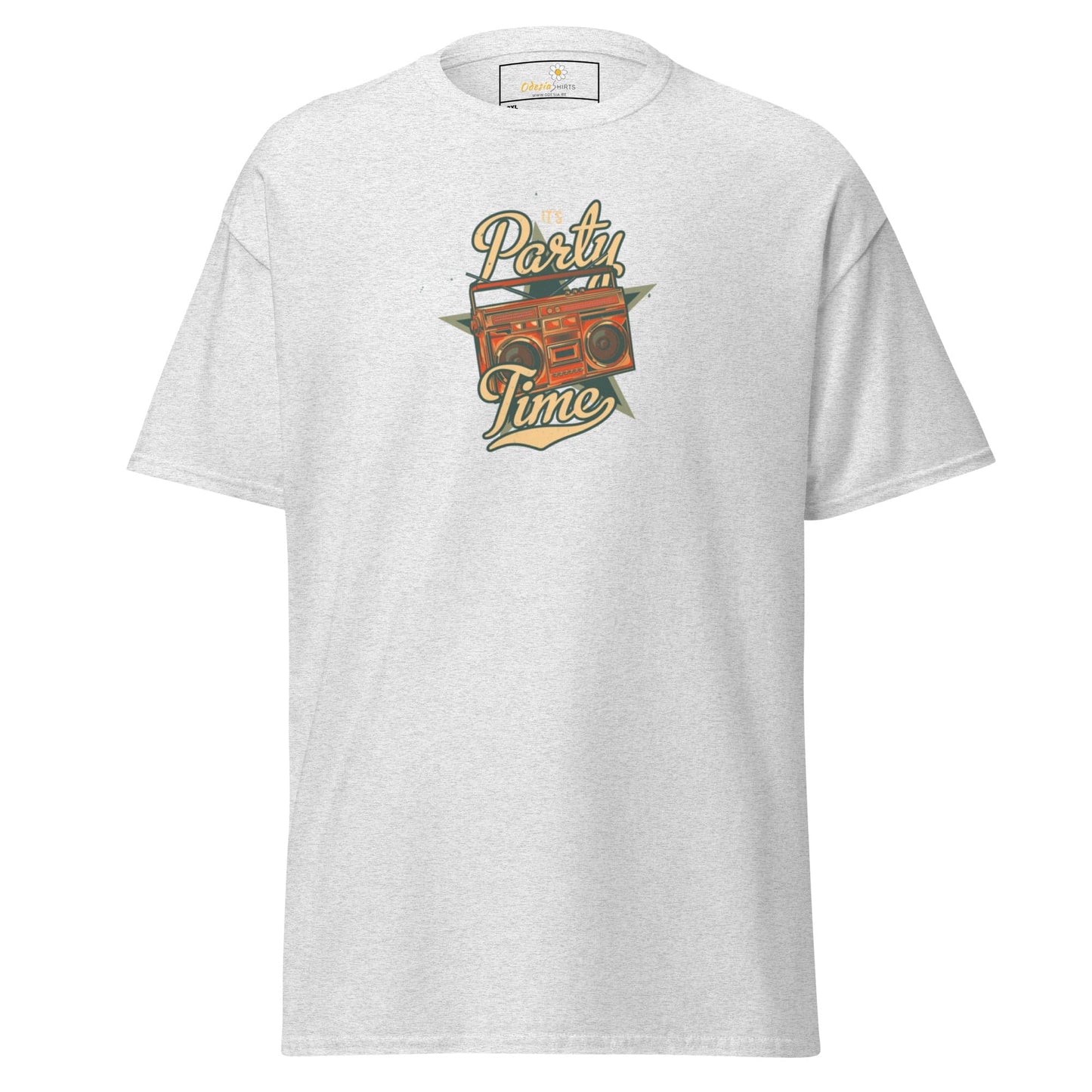 White T-shirt with boombox graphic for men and women in sizes 2XL to 5XL