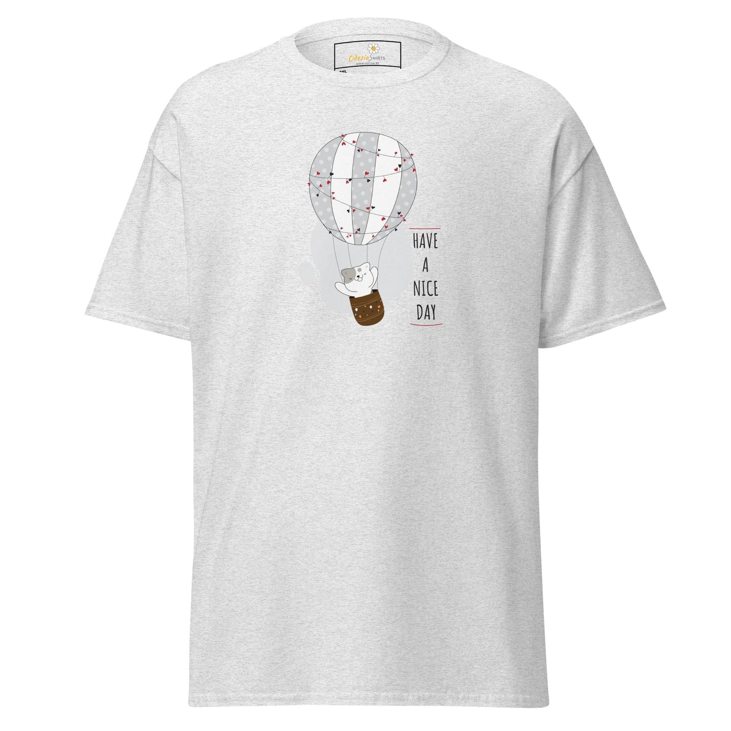 White T-shirt with hot air balloon graphic for men and women in sizes 2XL to 5XL