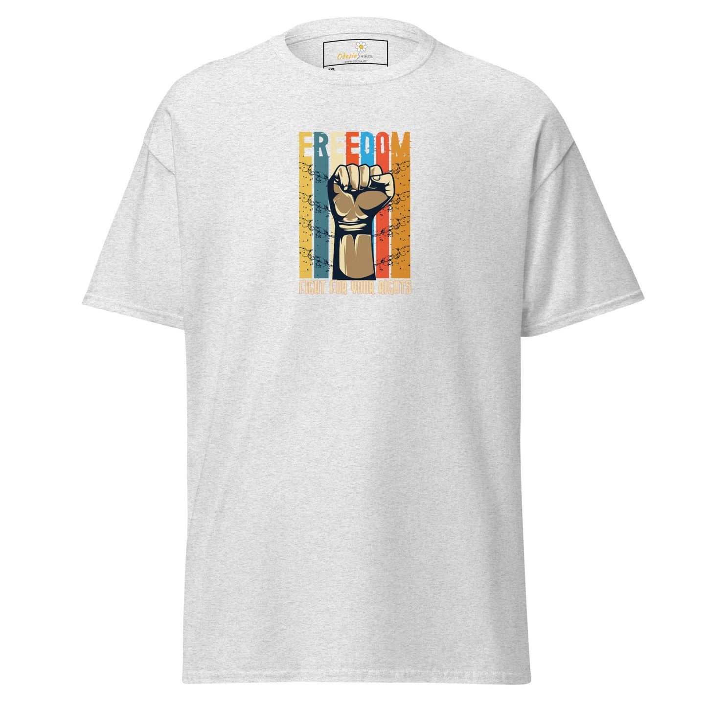 White T-shirt with freedom graphic for men and women in sizes 2XL to 5XL