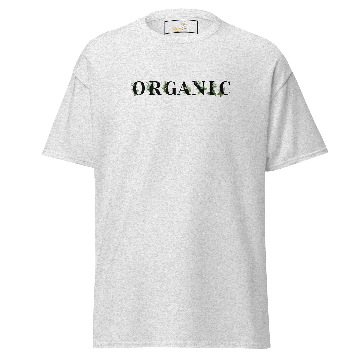 White T-shirt with ORGANIC text, available in Men and Women sizes 2XL to 5XL