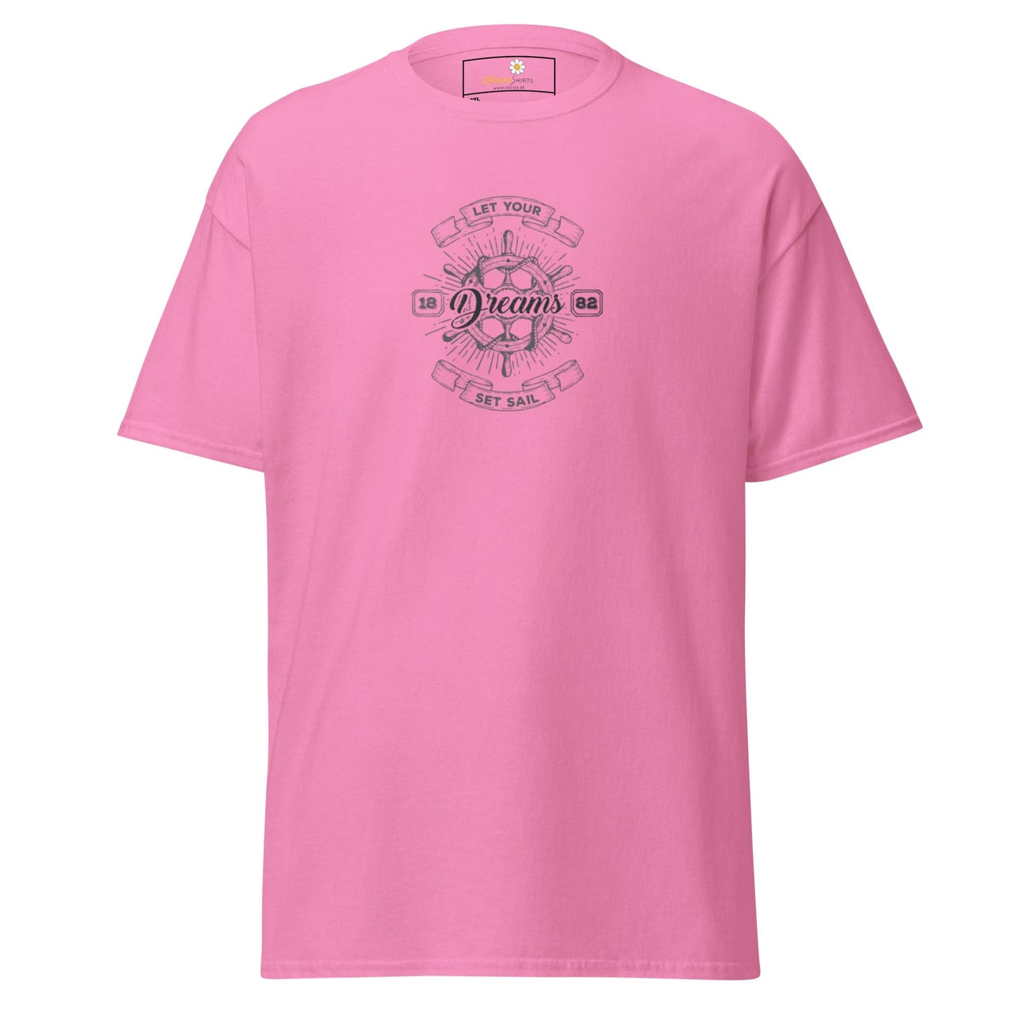 Pink T-shirt with nautical design displayed in T-SHIRT DESIGN TEE for Men and Women