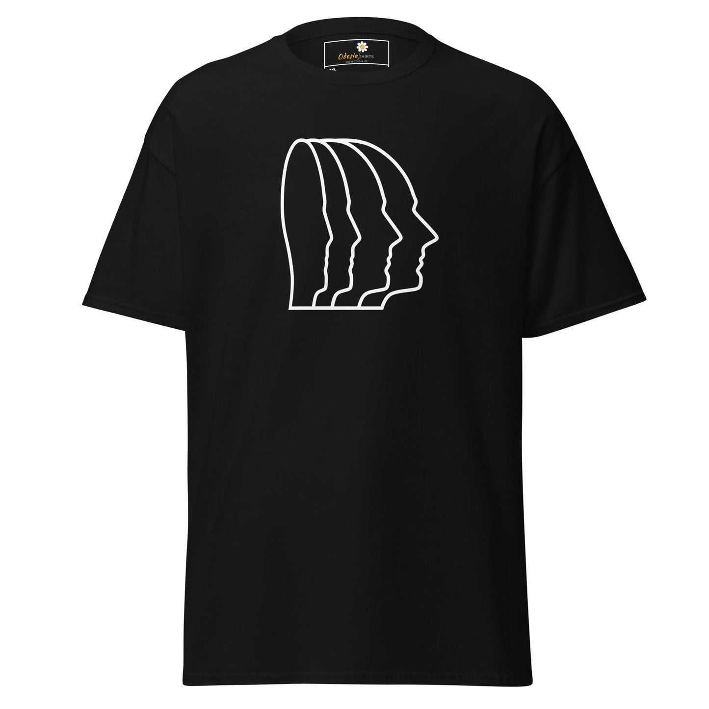 Black T-shirt with white head outline design from T-Shirt Design Tee for Men and Women
