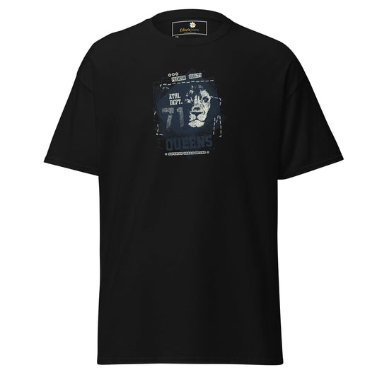 Black graphic T-shirt displayed on product page for men and women in 2XL to 5XL sizes