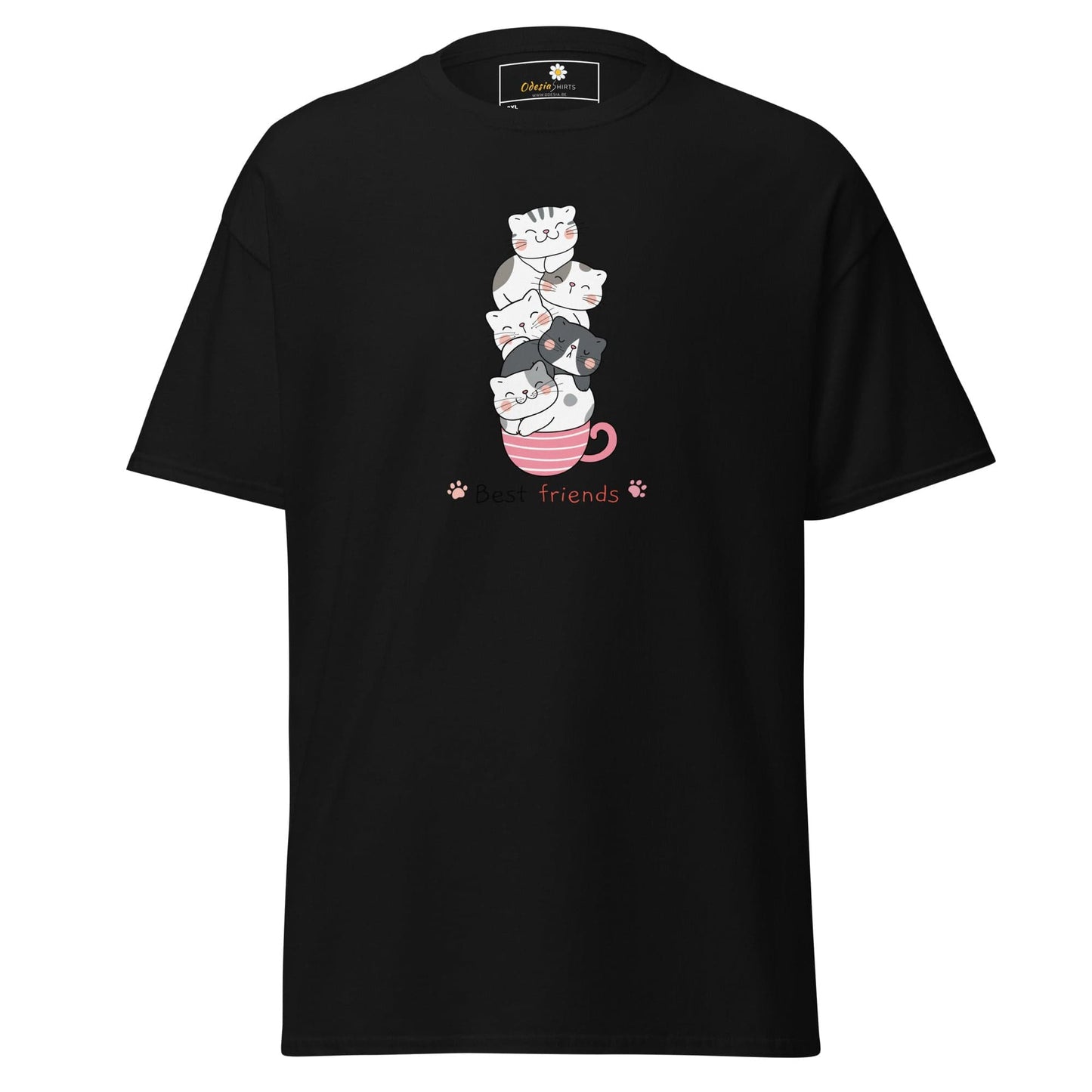 Black T-shirt with Cat graphic from T-SHIRT DESIGN TEE for Men and Women in 2XL to 5XL