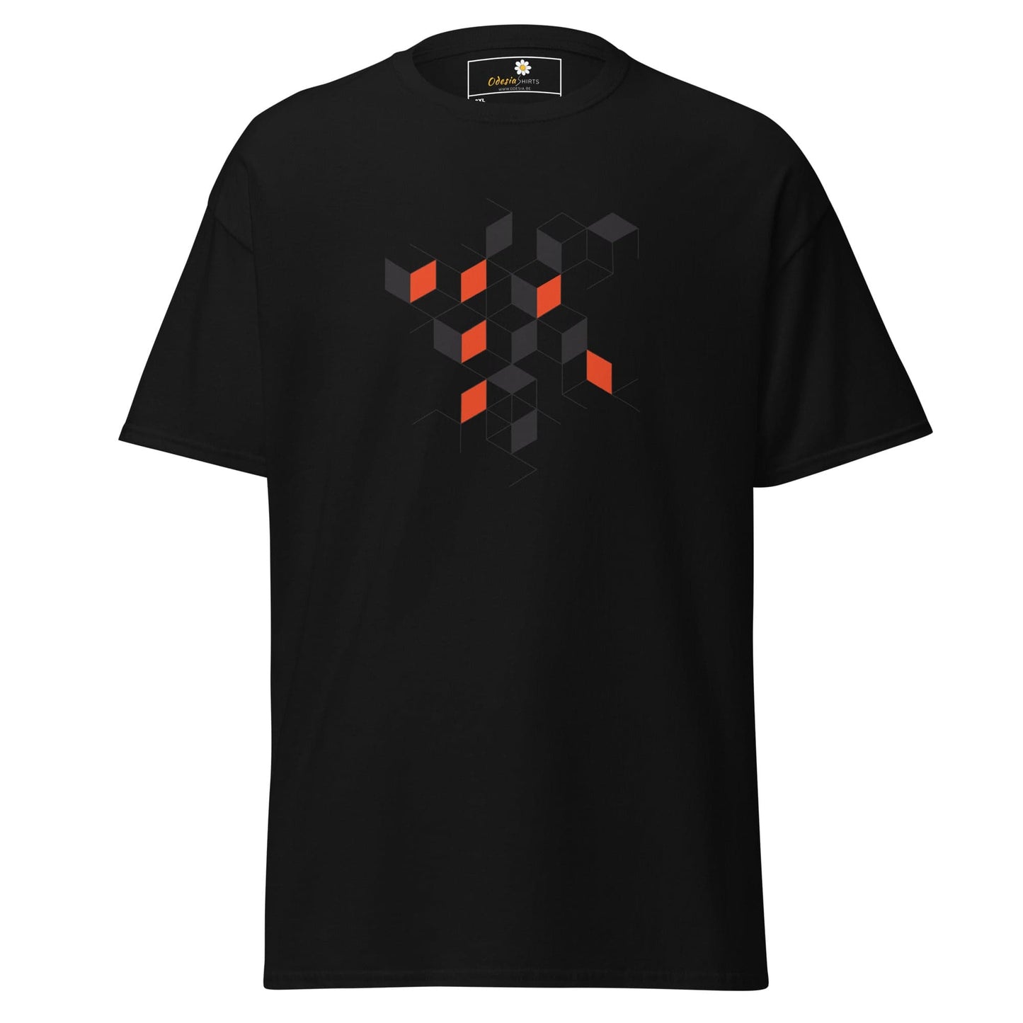 Black t-shirt with geometric design from T-SHIRT DESIGN TEE for Men and Women 2XL to 5XL