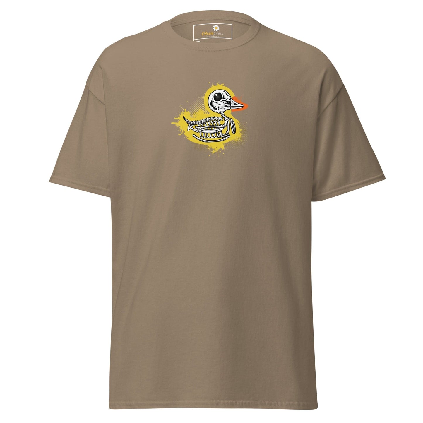 Khaki T-shirt with duck skeleton graphic for Men and Women in 2XL to 5XL sizes
