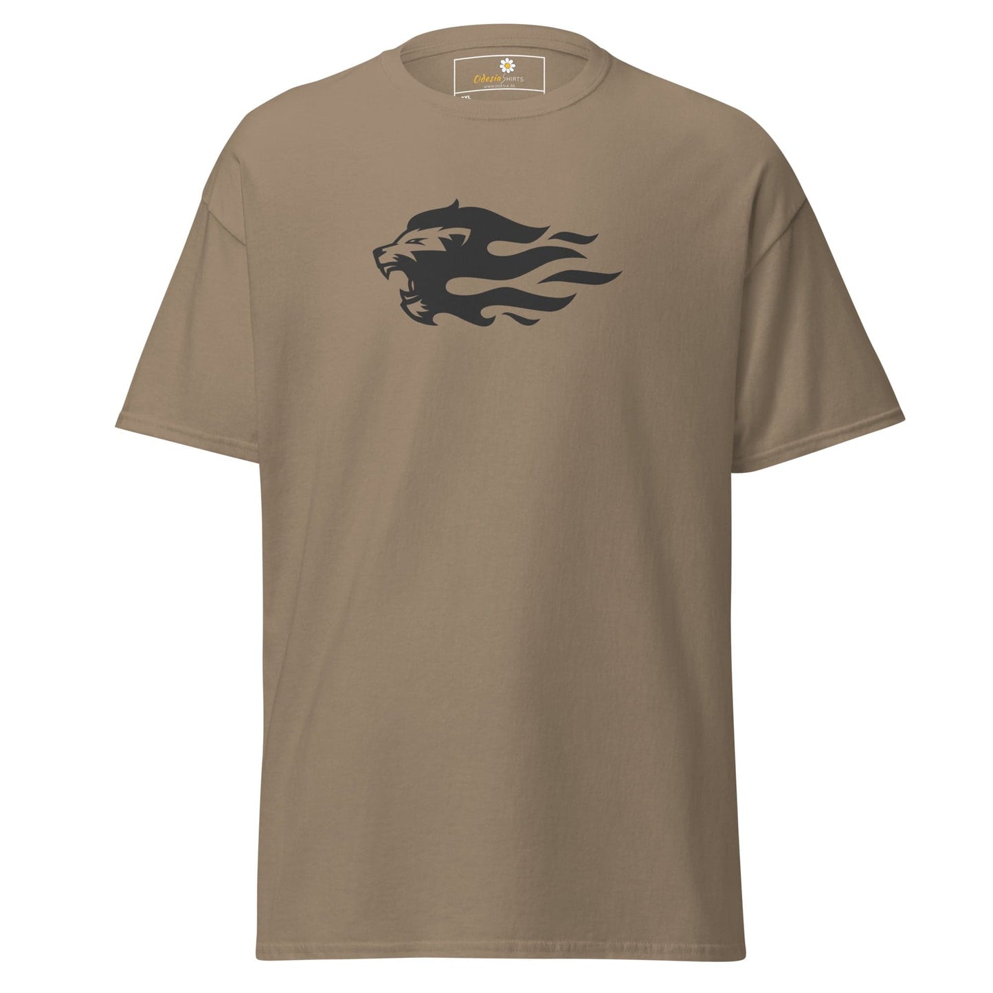 Khaki T-shirt with lion graphic for men and women in 2XL to 5XL sizes