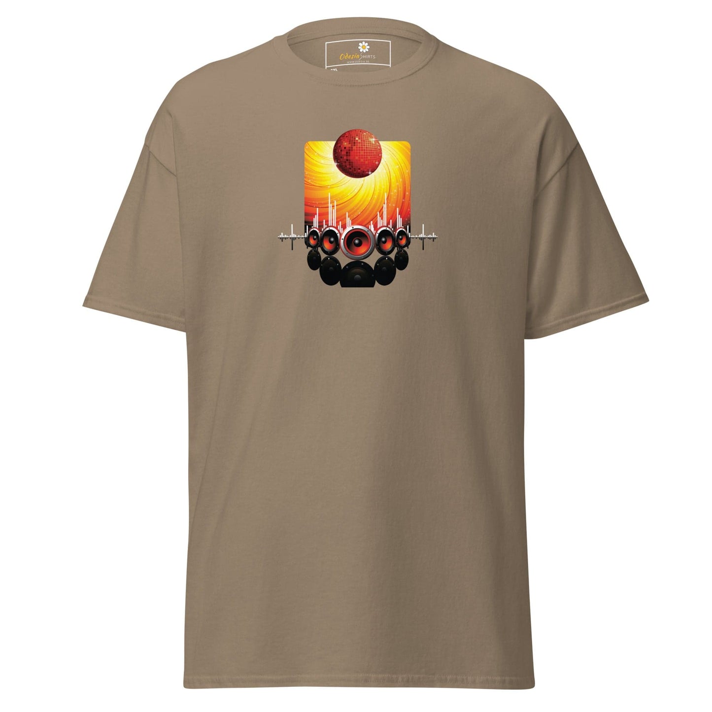 Khaki T-shirt with graphic design suitable for Men and Women, available in 2XL to 5XL sizing