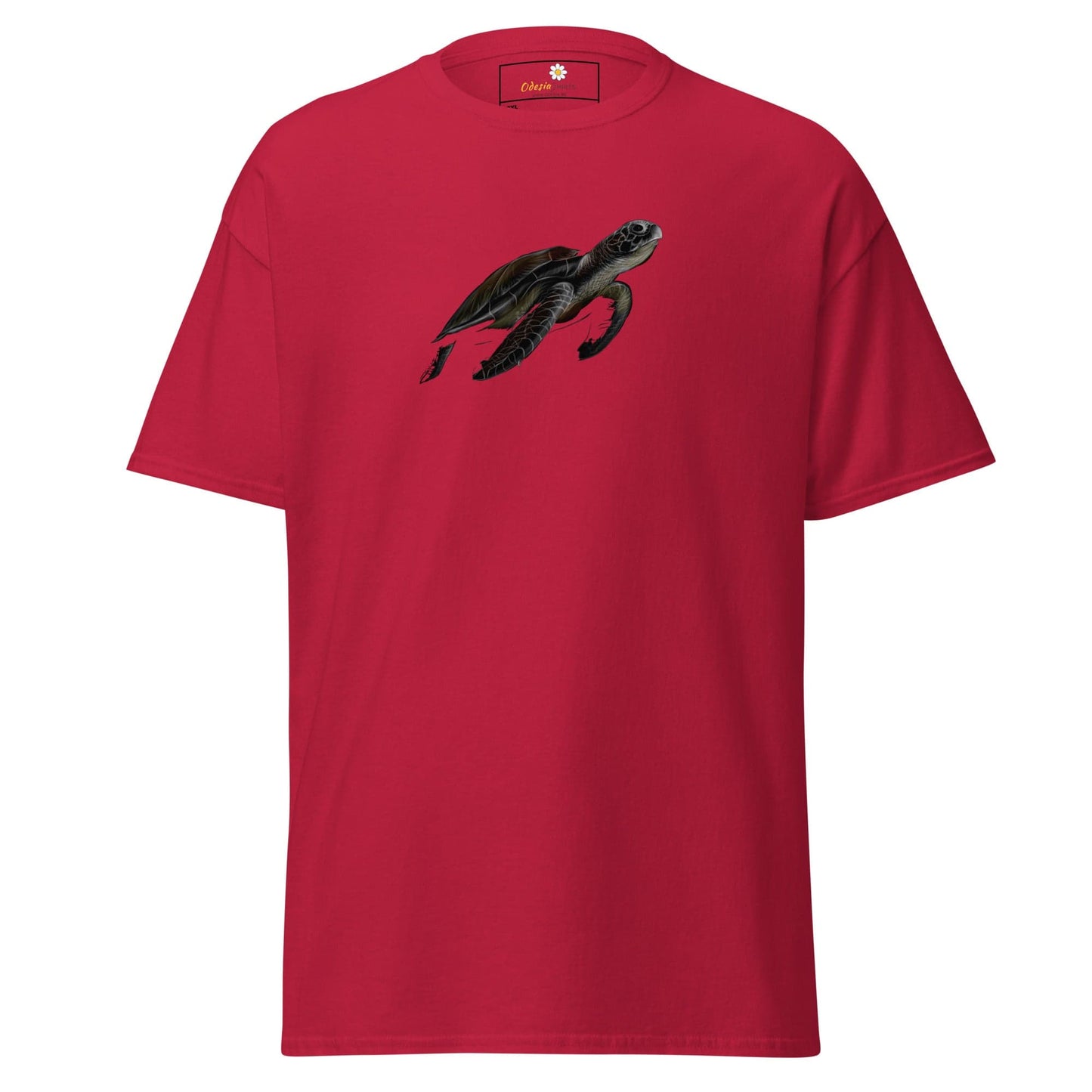 Red t-shirt with turtle graphic from T-SHIRT DESIGN TEE for Men and Women in 2XL to 5XL
