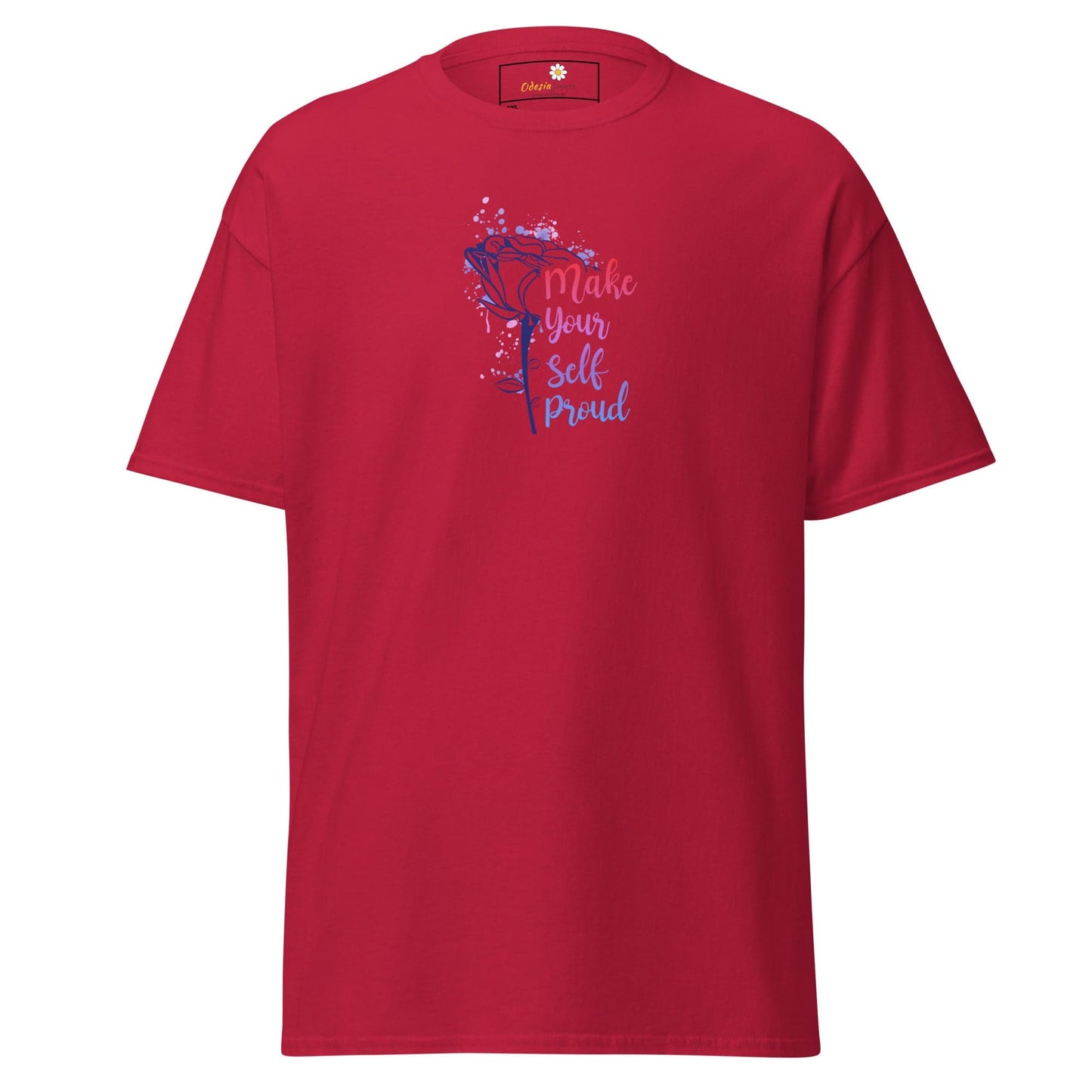 Red T-shirt with floral design for Men and Women in sizes 2XL to 5XL