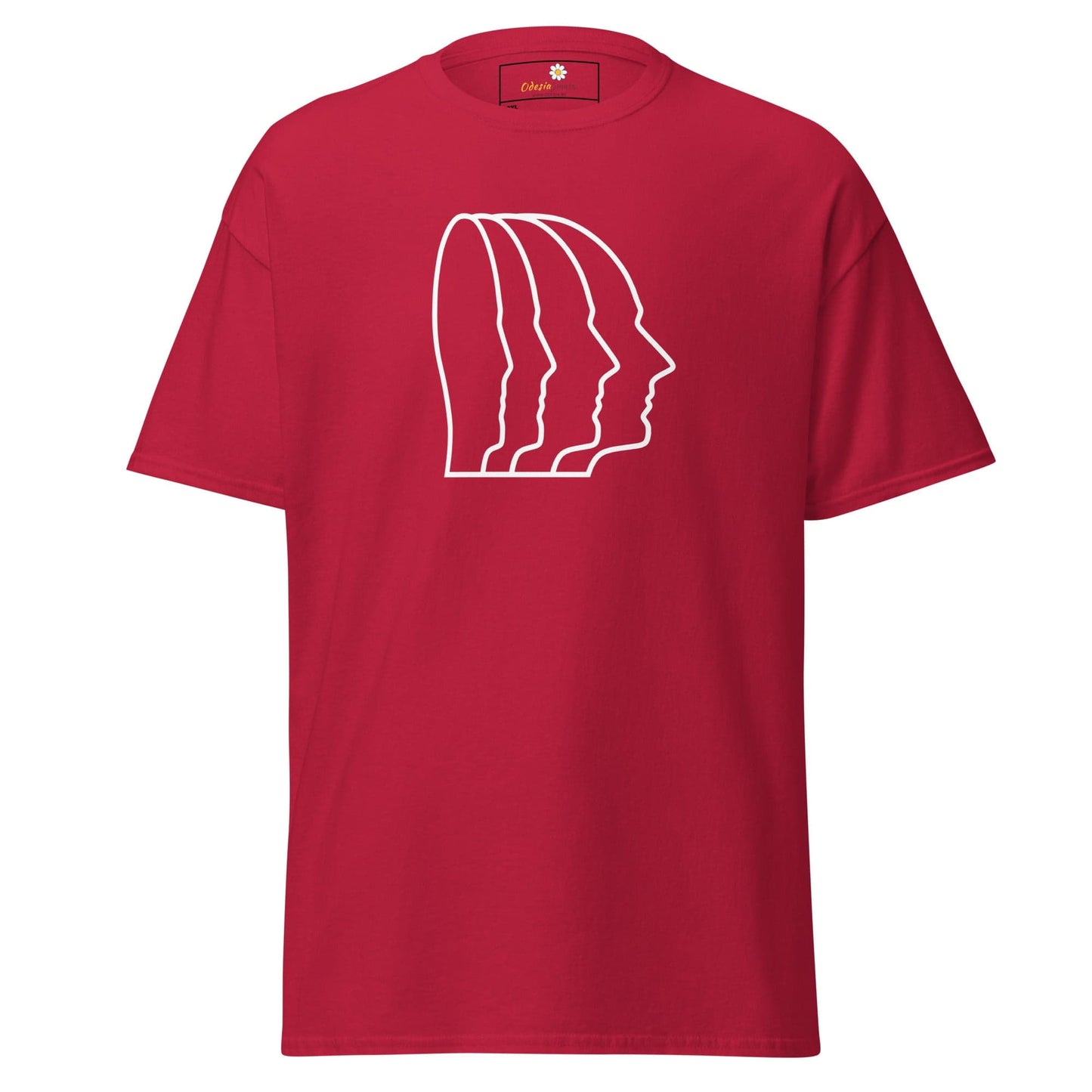 Red T-shirt with white face outline design for Men and Women in 2XL to 5XL sizes