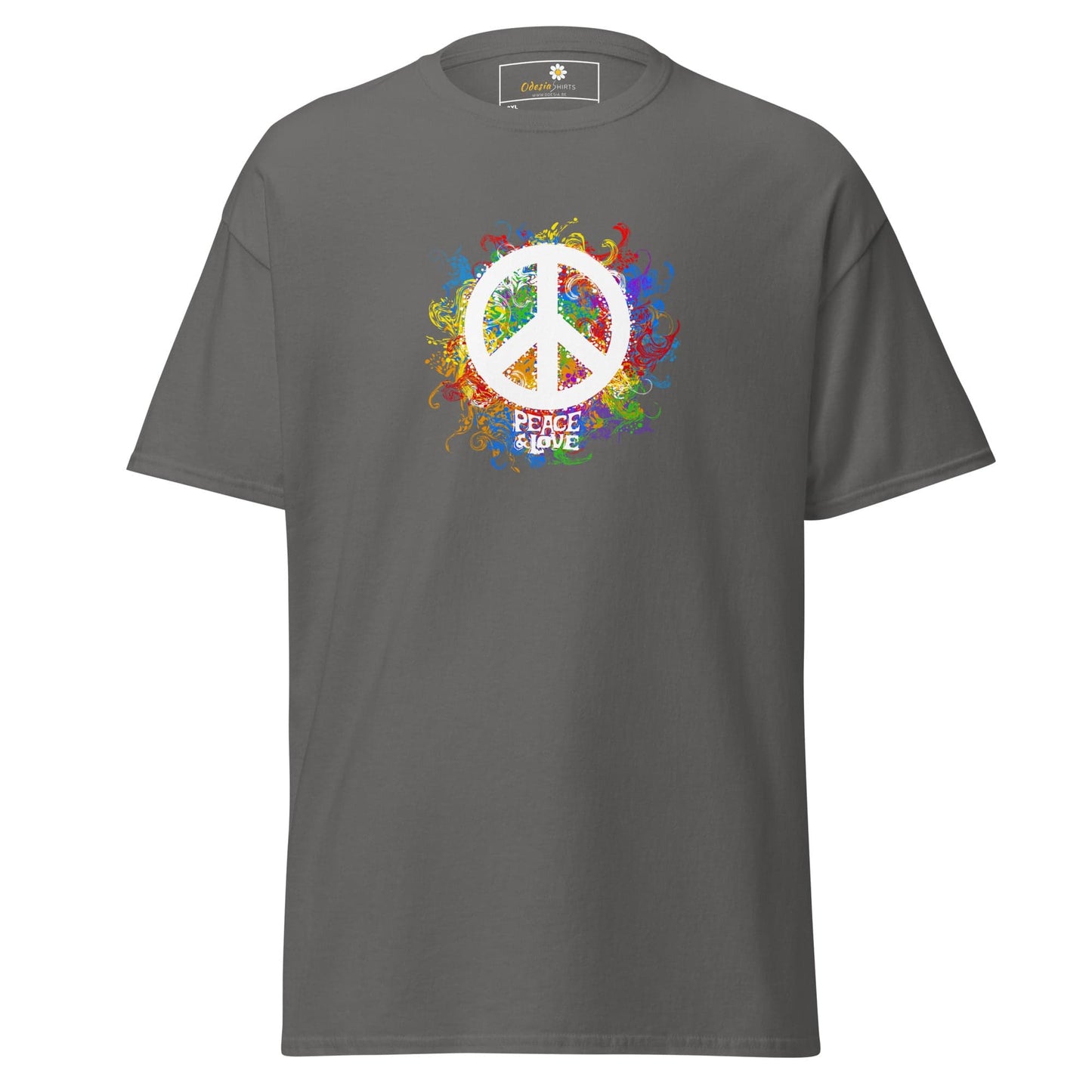 Gray T-shirt with peace symbol in the T-Shirt Design Tee Men Women collection 2XL to 5XL
