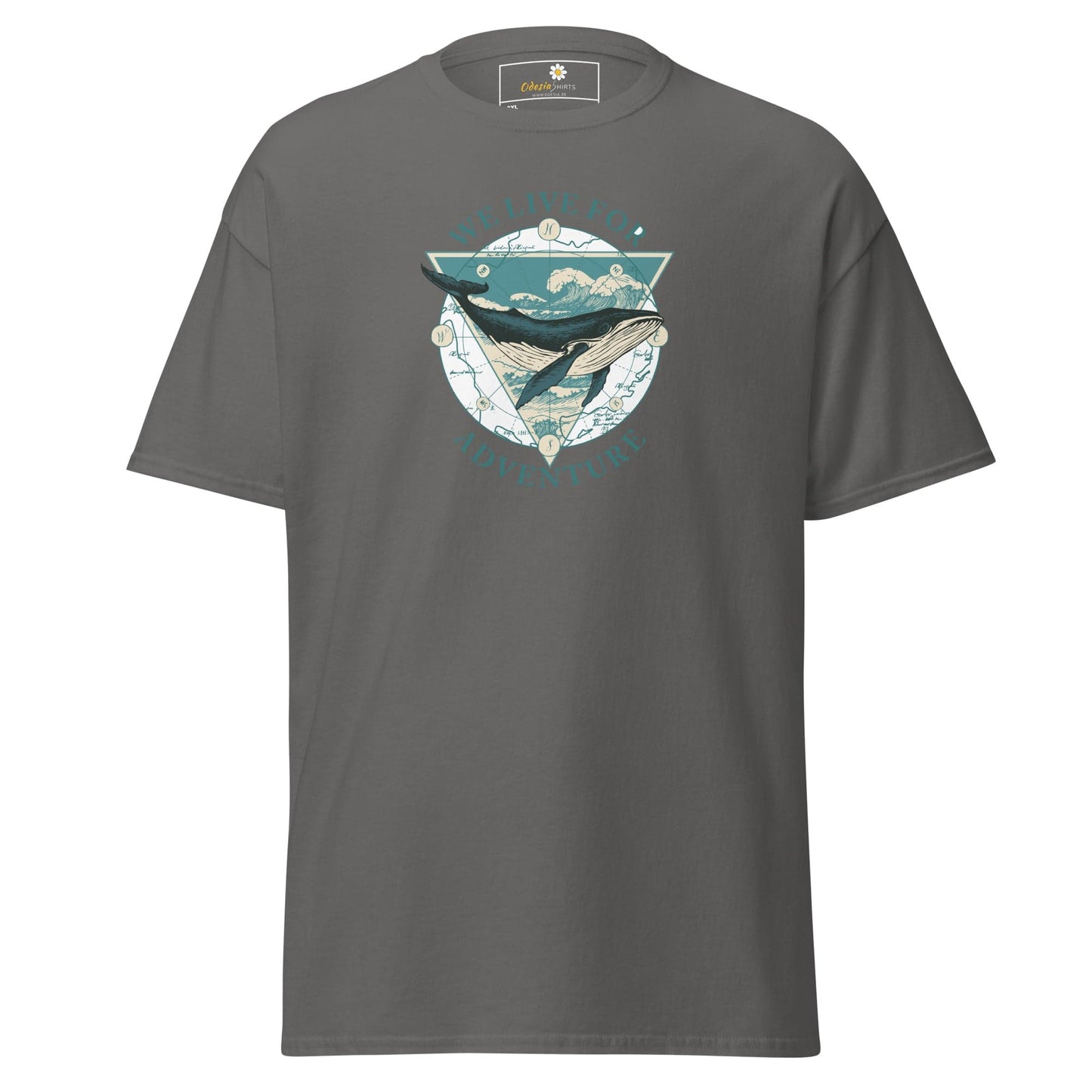 Gray T-shirt featuring whale graphic for MEN and WOMEN in 2XL to 5XL sizes