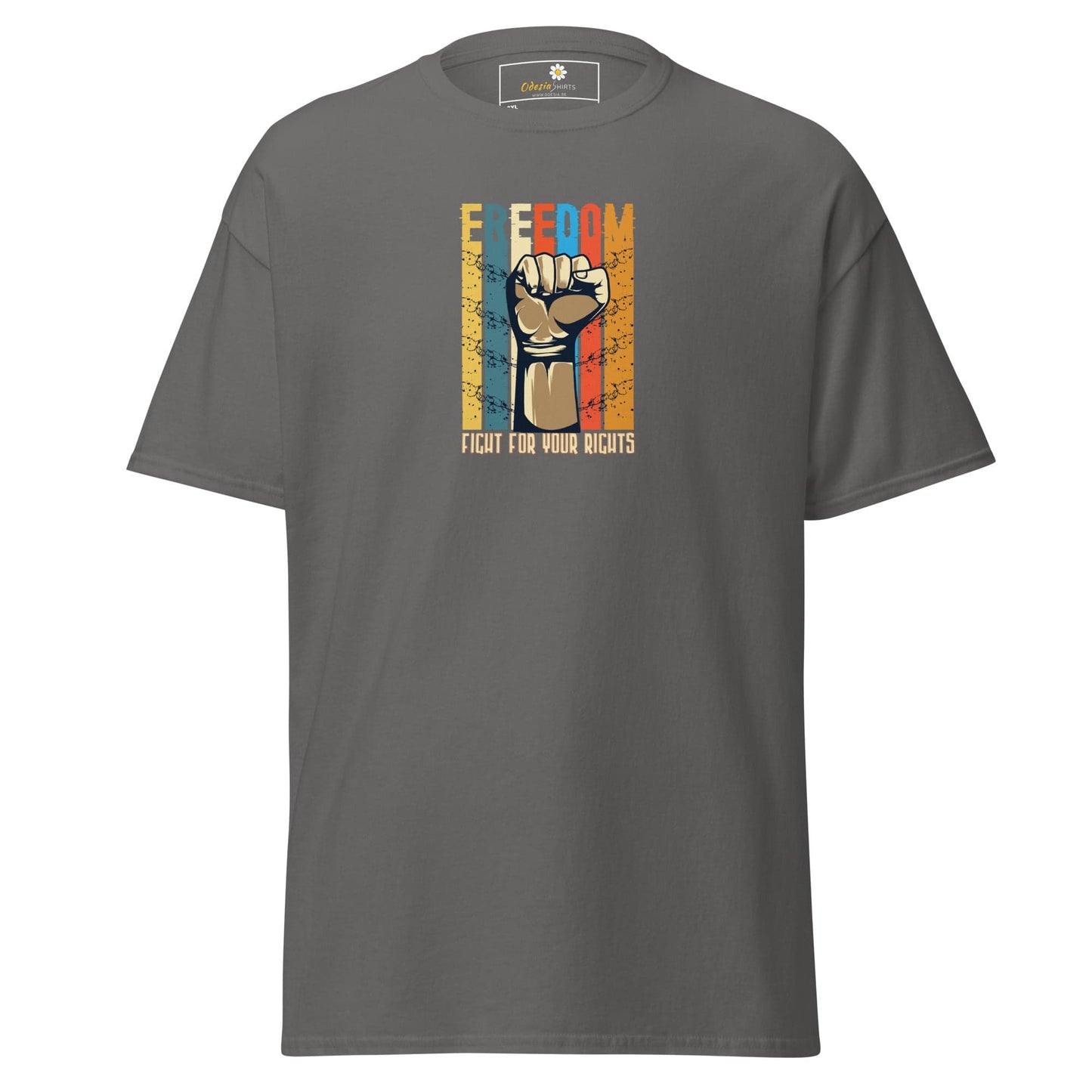 Gray T-shirt with Freedom graphic for men and women in 2XL to 5XL sizes
