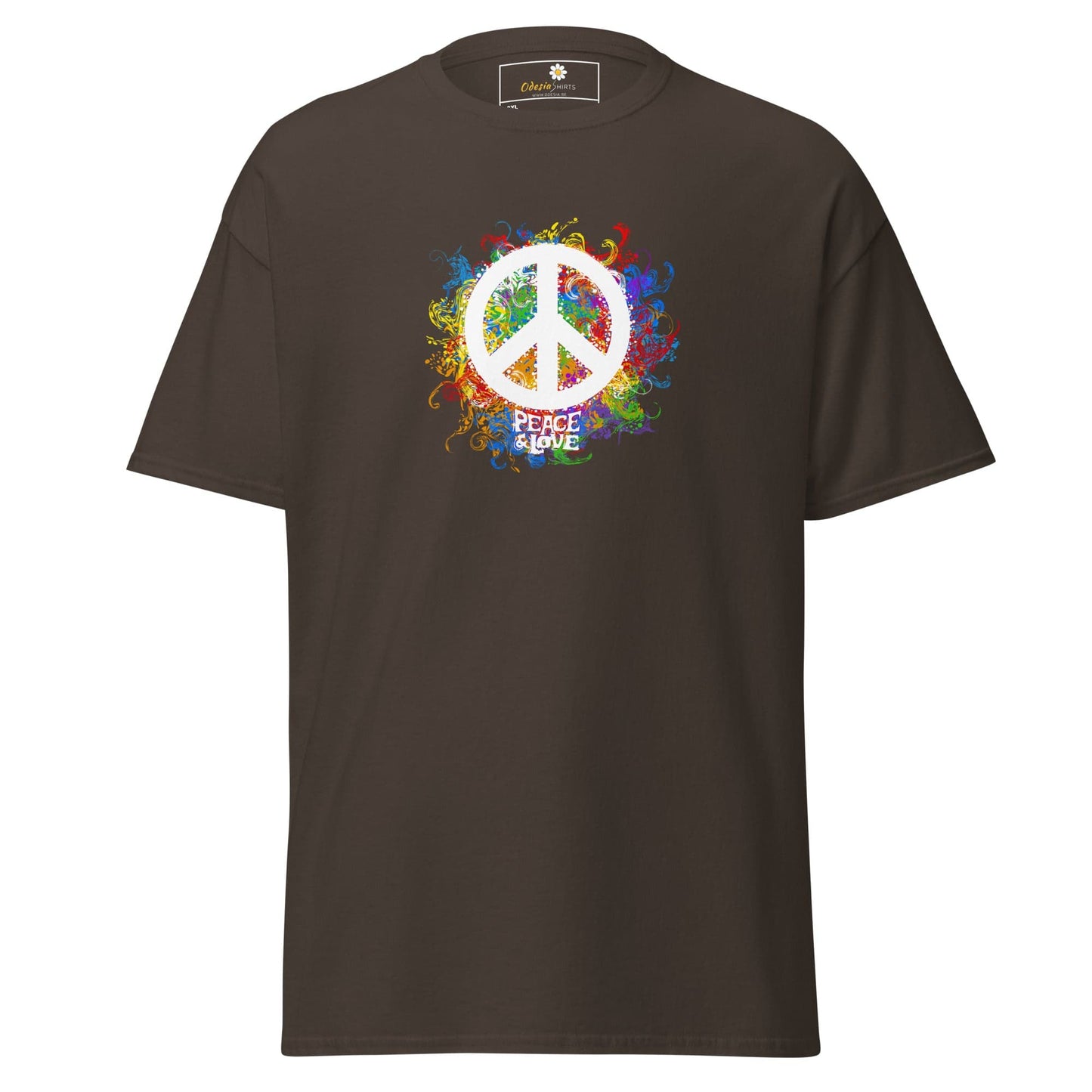 Brown T-shirt with peace symbol from T-SHIRT DESIGN TEE for MEN and WOMEN in 2XL to 5XL