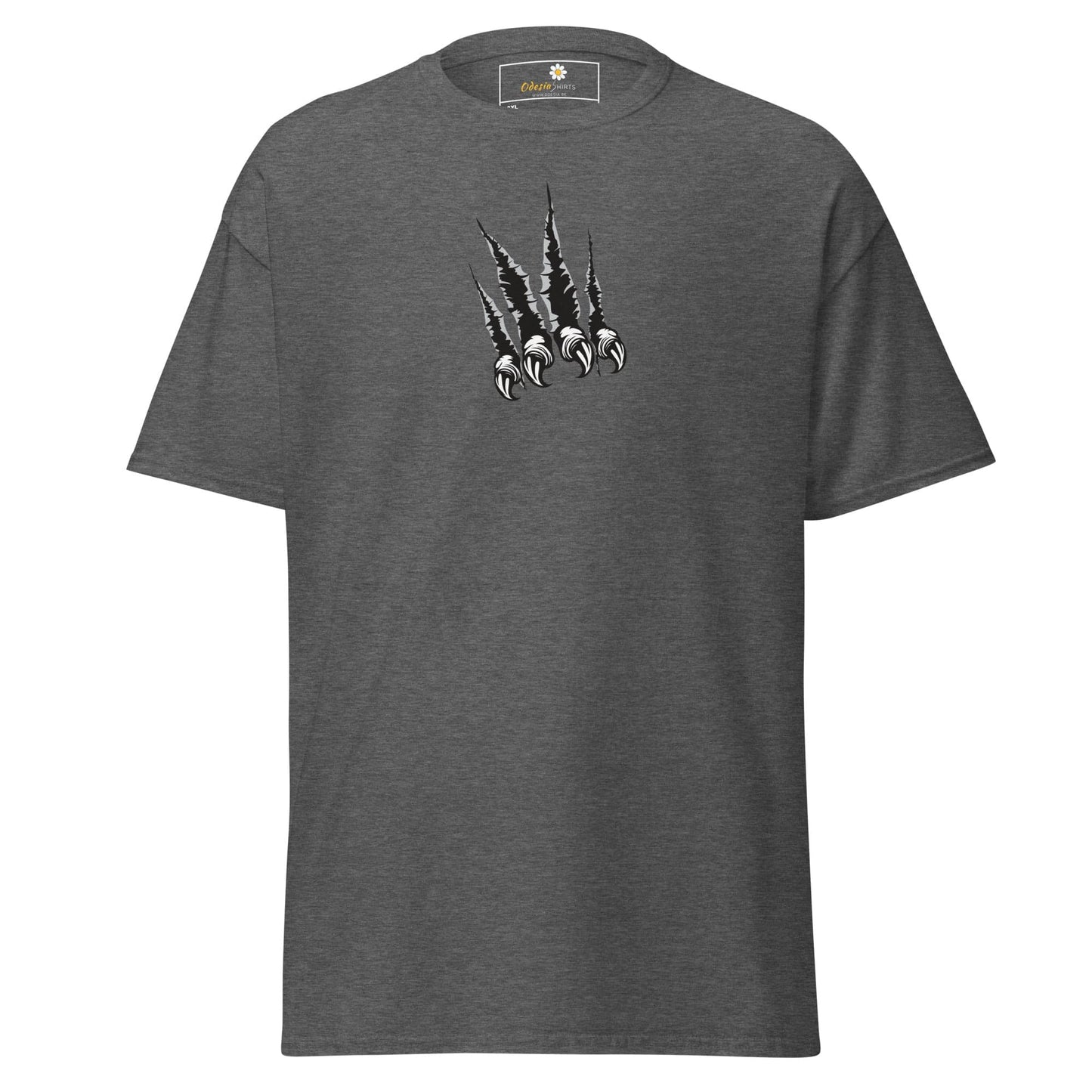 Gray T-shirt with claw marks suitable for men and women in sizes 2XL to 5XL