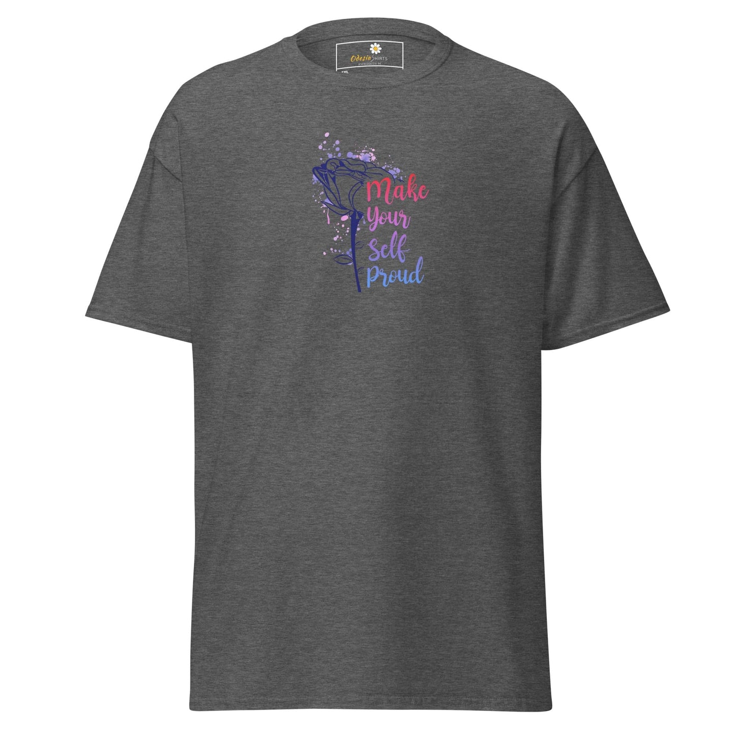 Gray T-shirt with floral design from T-SHIRT DESIGN TEE for Men and Women in 2XL to 5XL