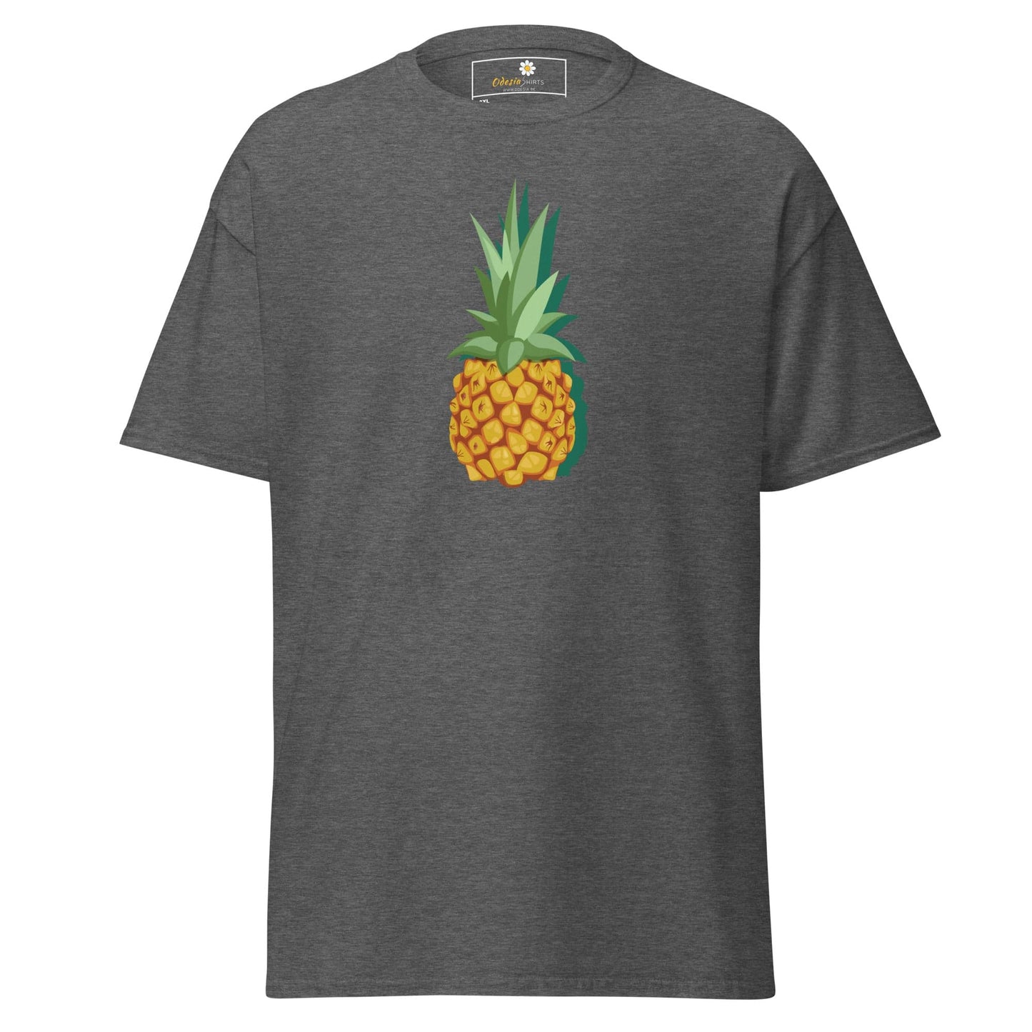 Gray T-shirt with pineapple graphic from T-SHIRT DESIGN TEE for Men and Women in Plus Sizes