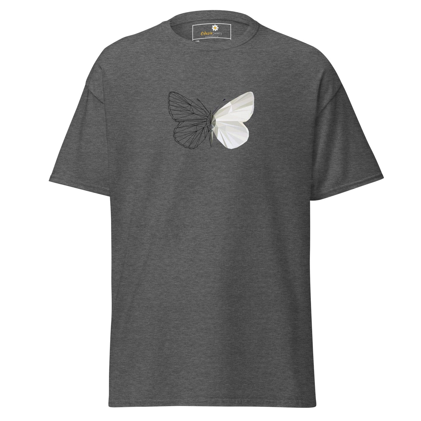Gray T-shirt with butterfly design from T-SHIRT DESIGN TEE for Men and Women