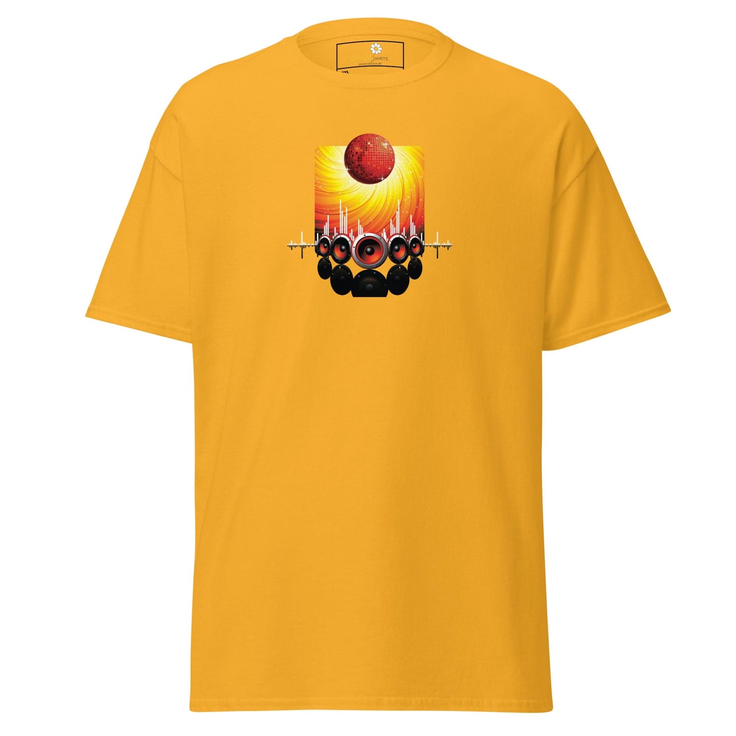 Yellow T-shirt with graphic design for men and women in 2XL to 5XL sizes