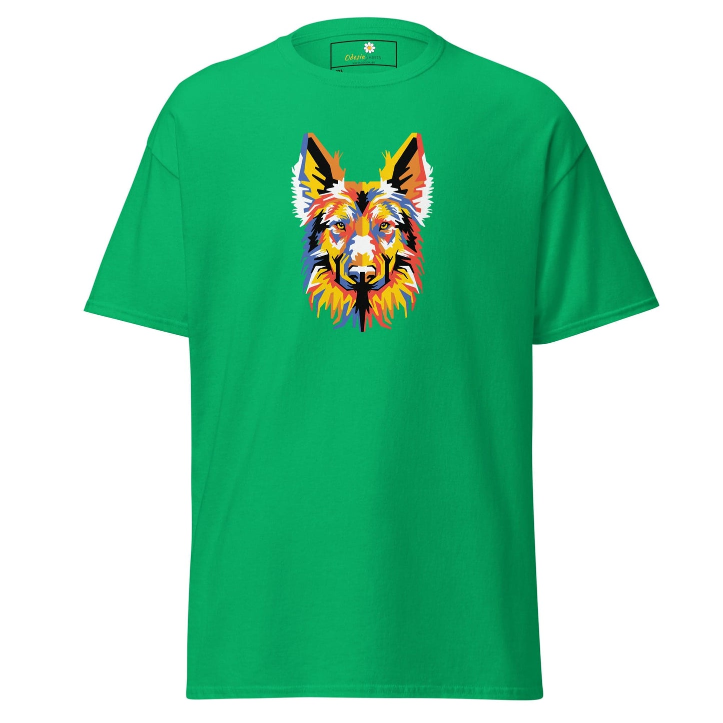 Green T-shirt for Men and Women with Colorful Dog Graphic in 2XL to 5XL sizes
