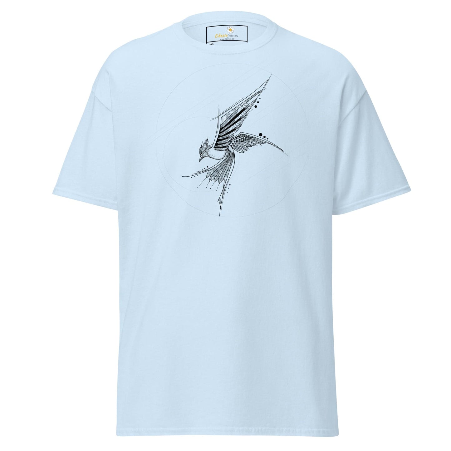 Light blue T-shirt with bird design from T-SHIRT DESIGN TEE for Men and Women in 2XL to 5XL