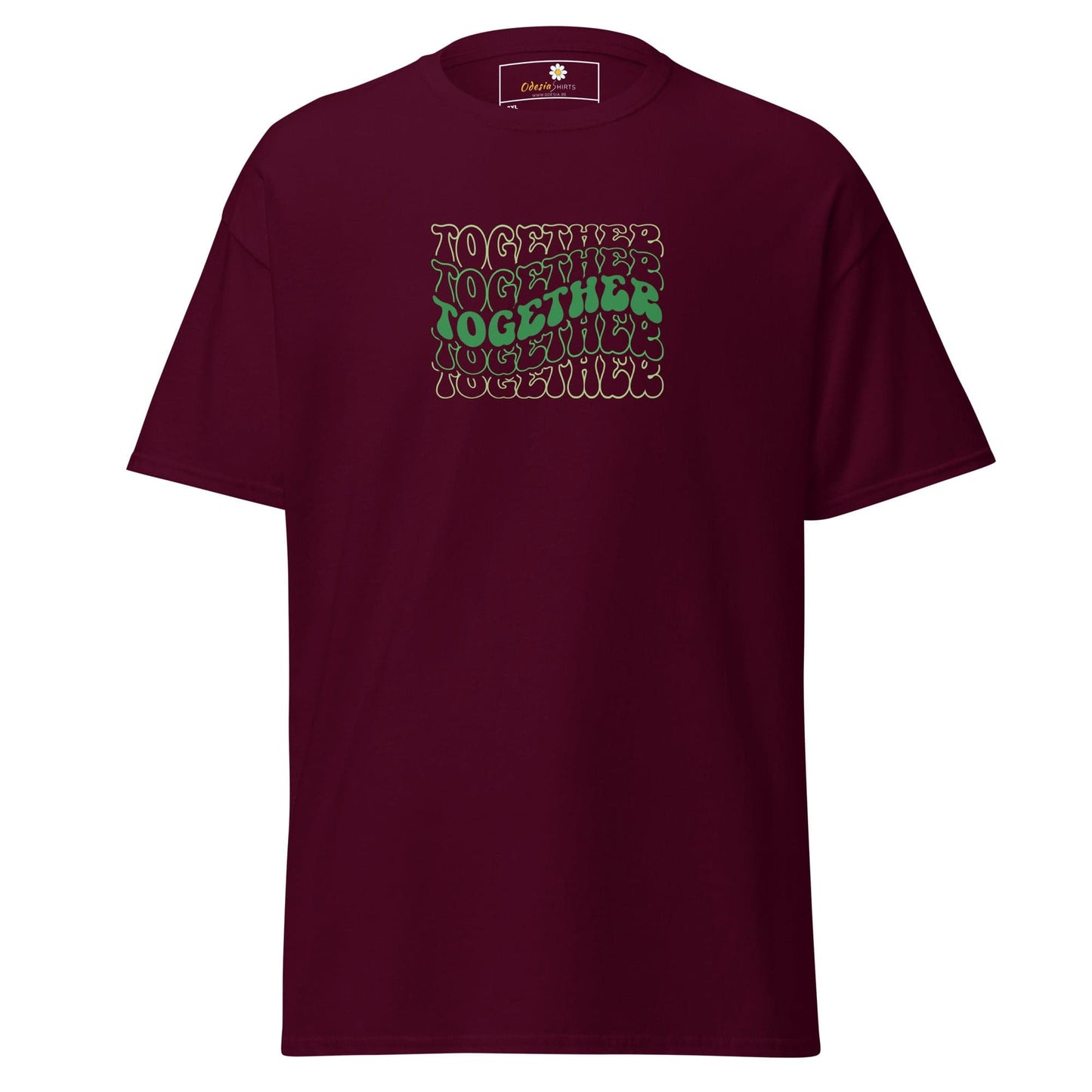 Maroon T-shirt with Together text from T-SHIRT DESIGN TEE for Men and Women in 2XL to 5XL