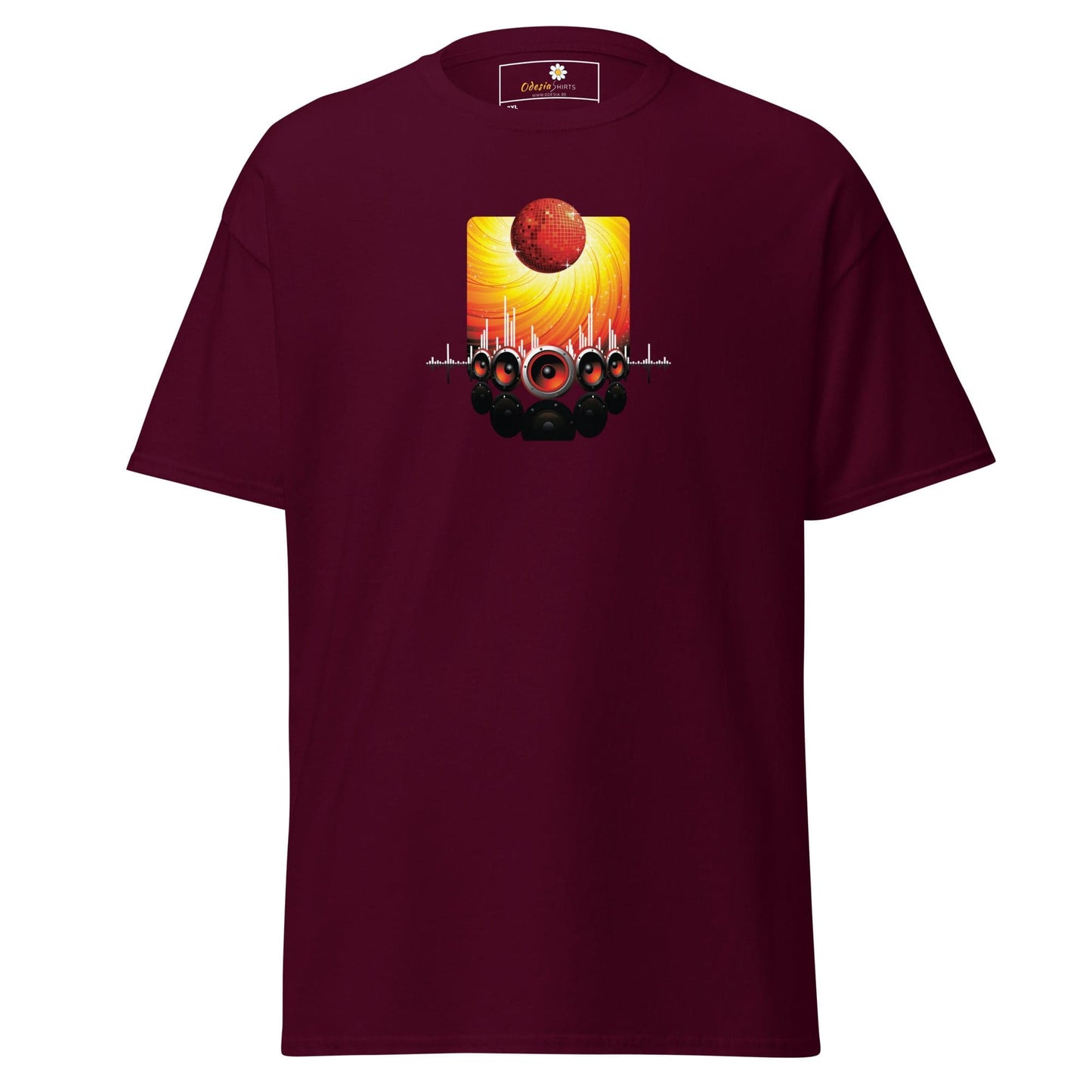Maroon T-shirt with graphic design for Men and Women in sizes 2XL to 5XL