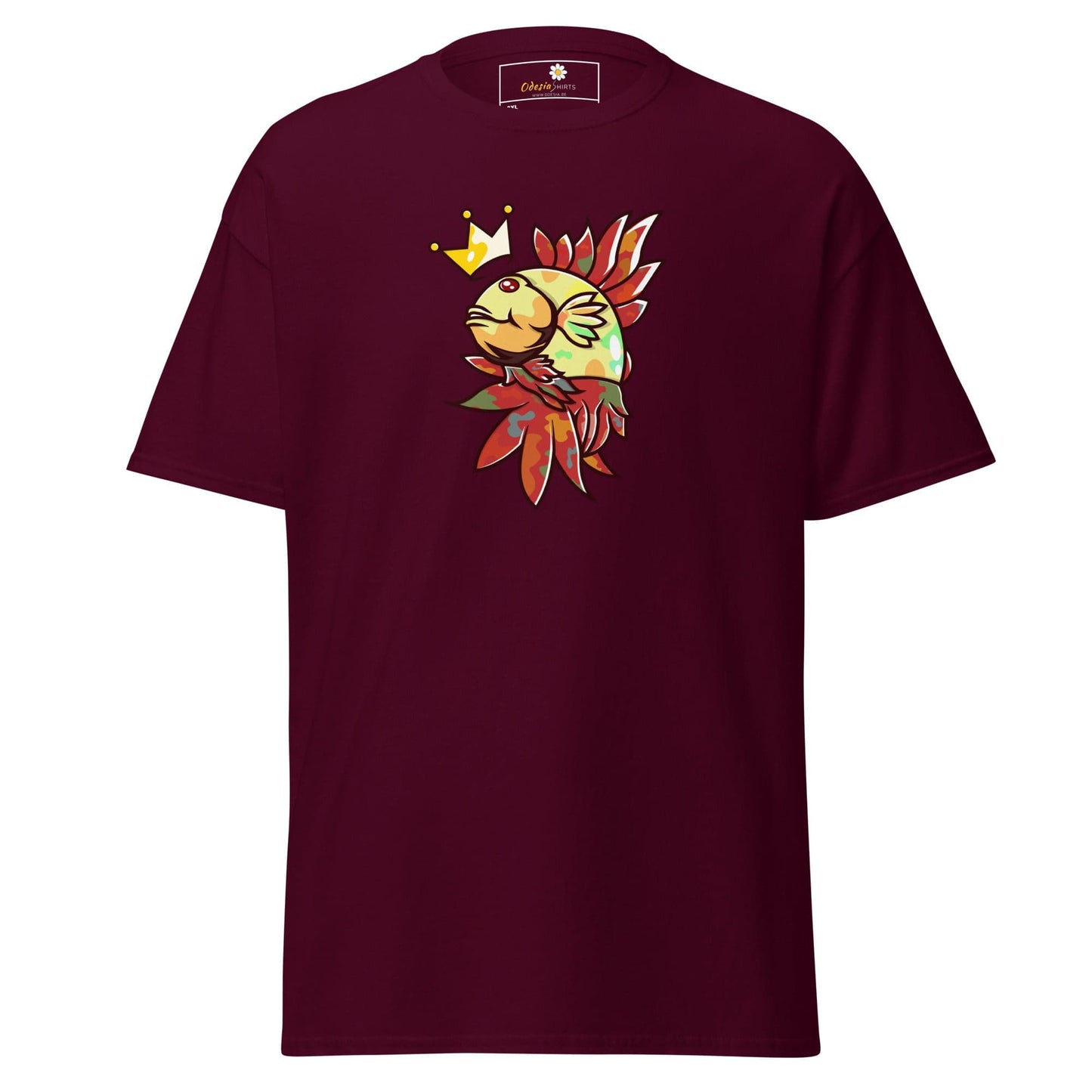 Maroon T-shirt with fish graphic in size 2XL to 5XL from T-SHIRT DESIGN TEE collection