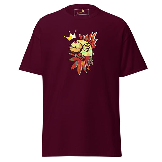 Maroon T-shirt with fish graphic in size 2XL to 5XL from T-SHIRT DESIGN TEE collection