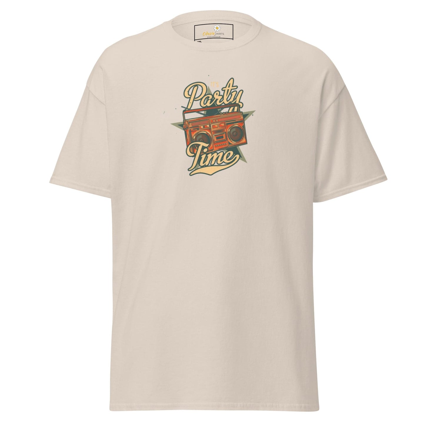 Beige T-Shirt with Boombox Graphic for Men and Women in 2XL to 5XL sizes