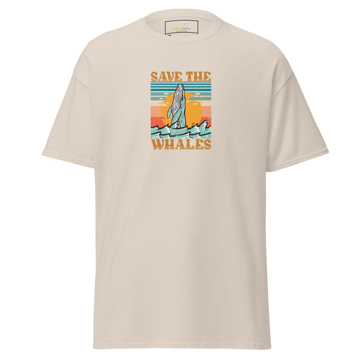 Beige T-ShirT with Whale Graphic for Men and Women in 2XL to 5XL sizes