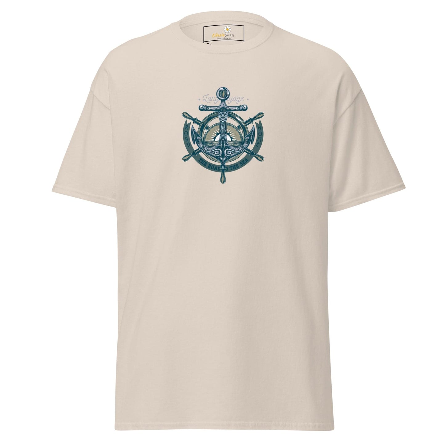 Beige T-shirt with nautical design for men and women in 2XL to 5XL sizes