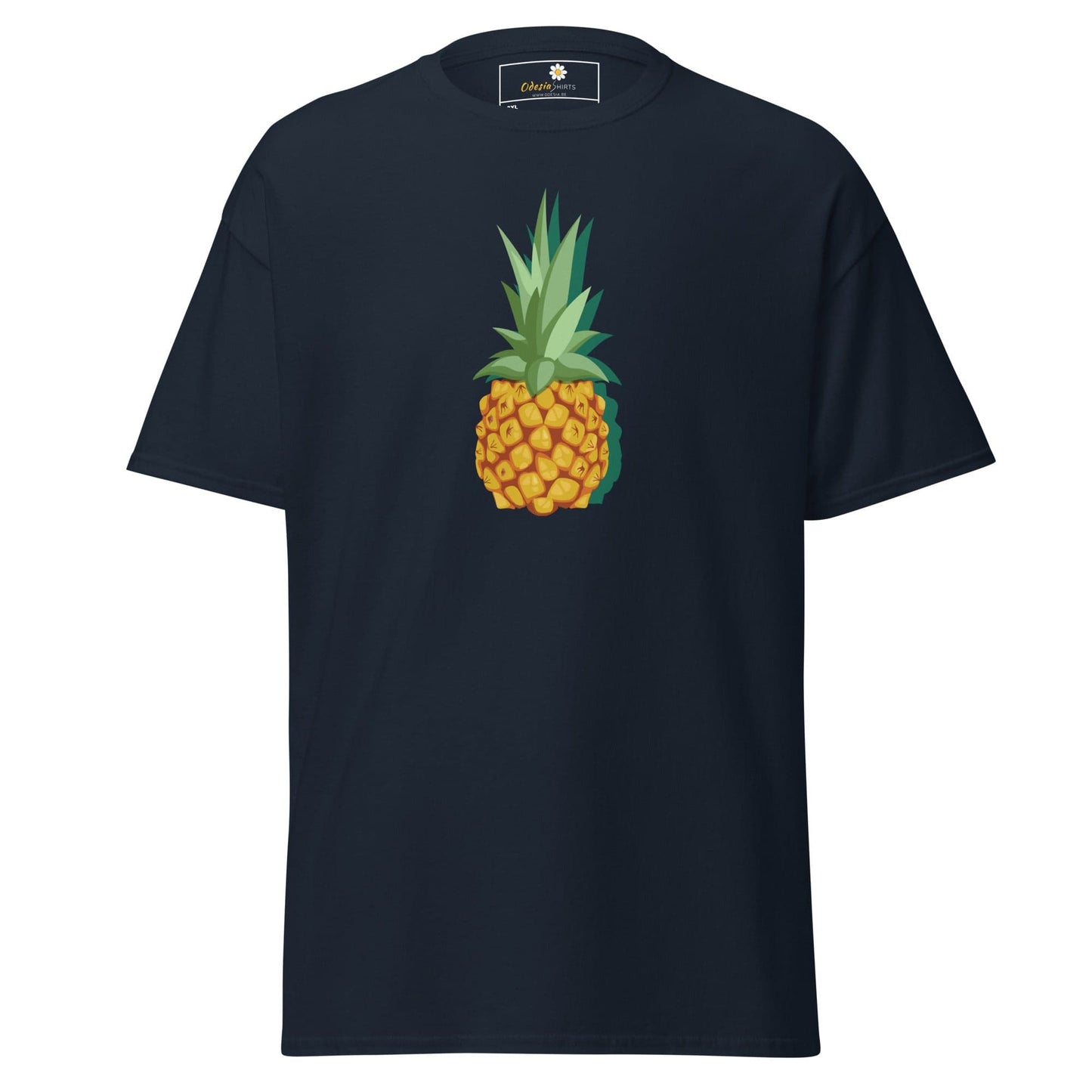 Navy T-shirt with pineapple graphic for Men and Women in 2XL to 5XL sizes