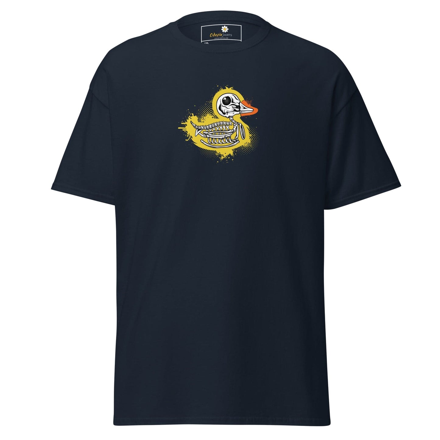 Navy blue T-shirt with skeleton duck graphic for men and women in 2XL to 5XL sizes