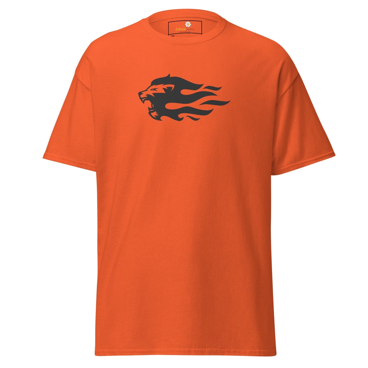 Orange T-shirt with lion graphic for men and women in 2XL to 5XL sizes