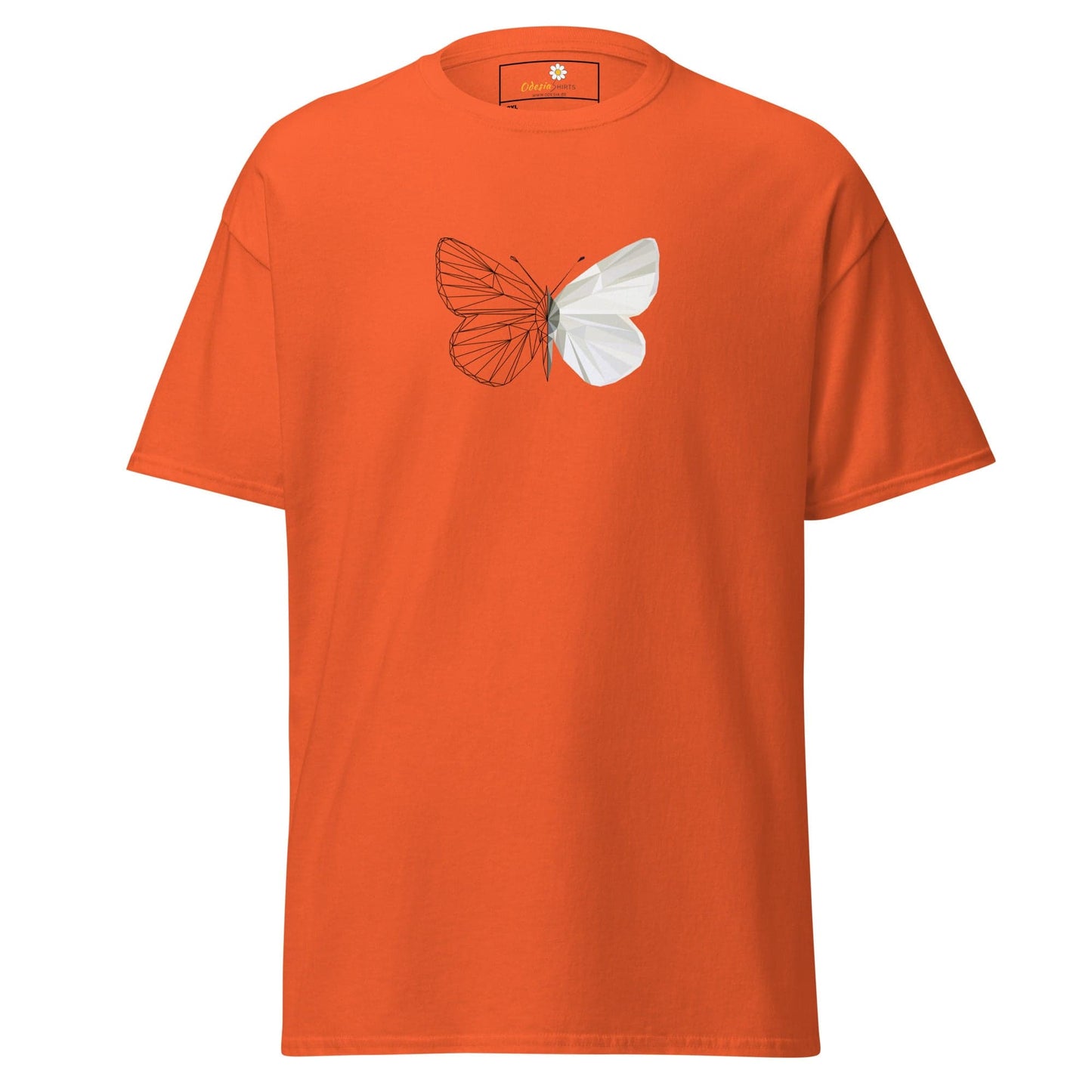 Orange T-shirt with butterfly design from T-SHIRT DESIGN TEE for Men and Women