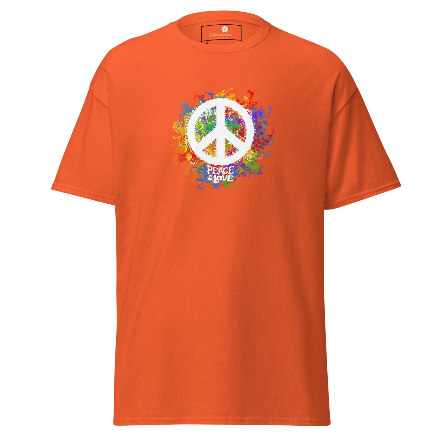 Orange T-shirt with peace symbol from T-SHIRT DESIGN TEE for Men and Women, 2XL to 5XL