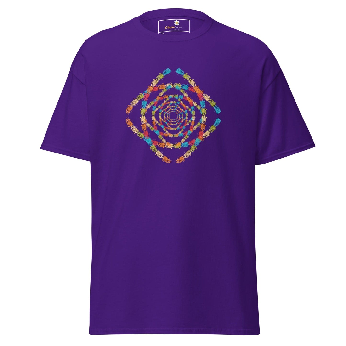 Purple T-shirt with colorful crab pattern for Men and Women in sizes 2XL to 5XL