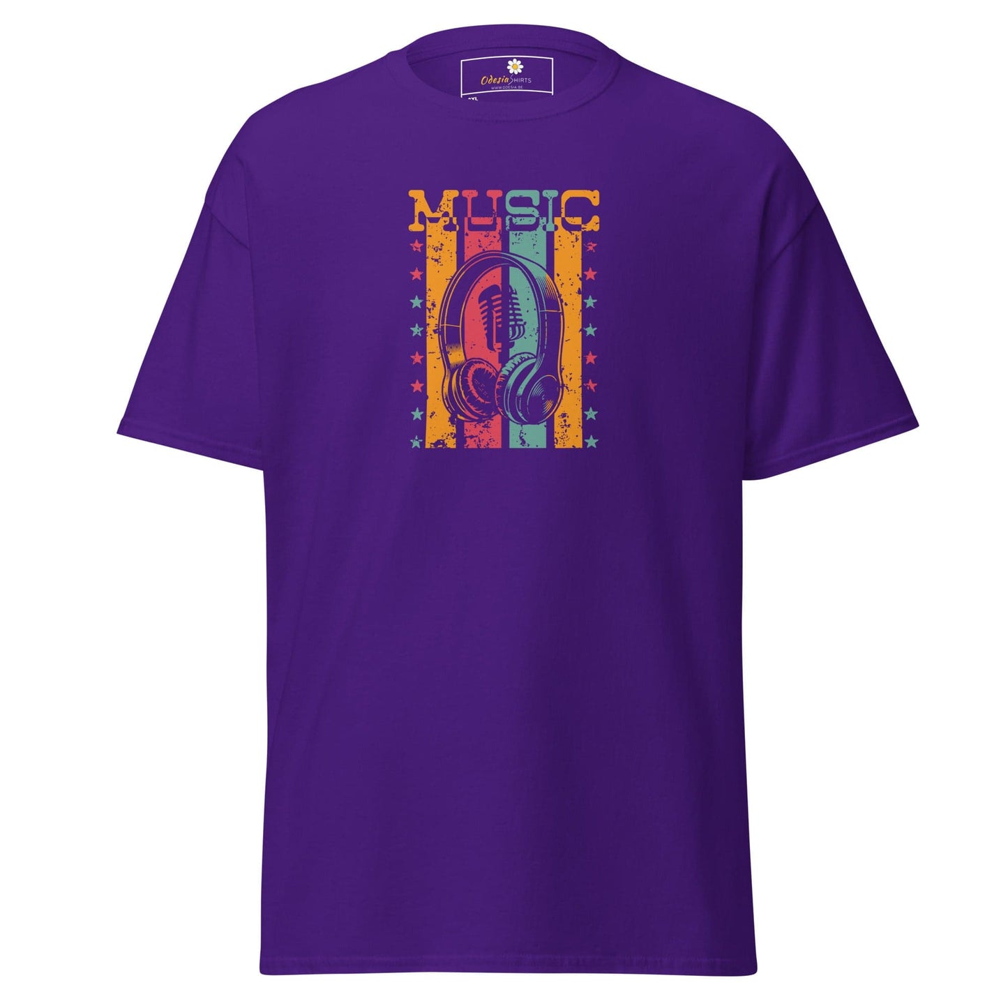 Purple T-shirt with music graphic for Men and Women in 2XL to 5XL size range
