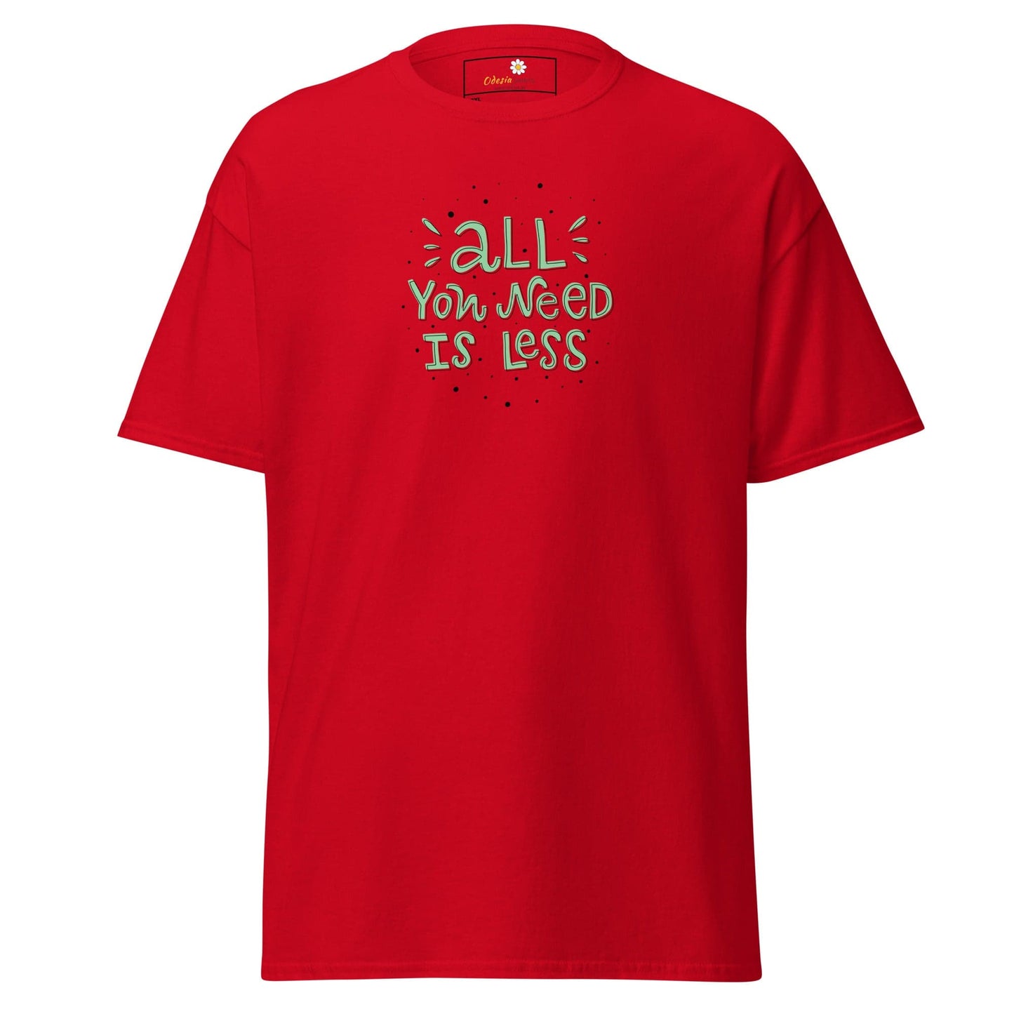Red T-shirt with green lettering from T-SHIRT DESIGN TEE for Men and Women sizes 2XL to 5XL