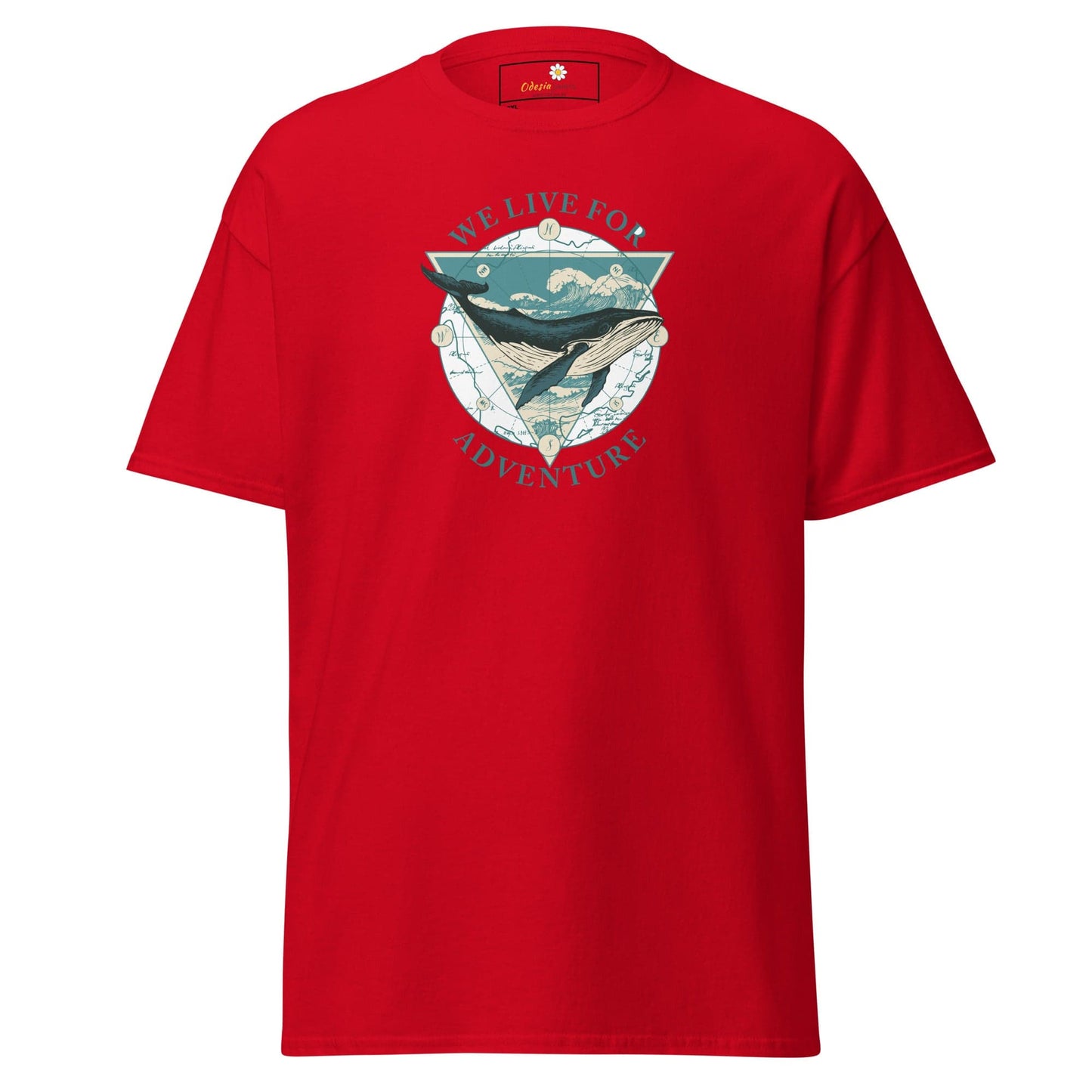 Red T-shirt with whale graphic from T-SHIRT DESIGN TEE for Men and Women sizes 2XL to 5XL