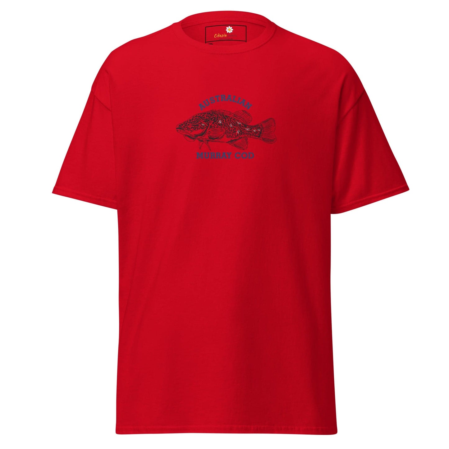 Red T-shirt with fish graphic from T-SHIRT DESIGN TEE for Men and Women in 2XL-5XL