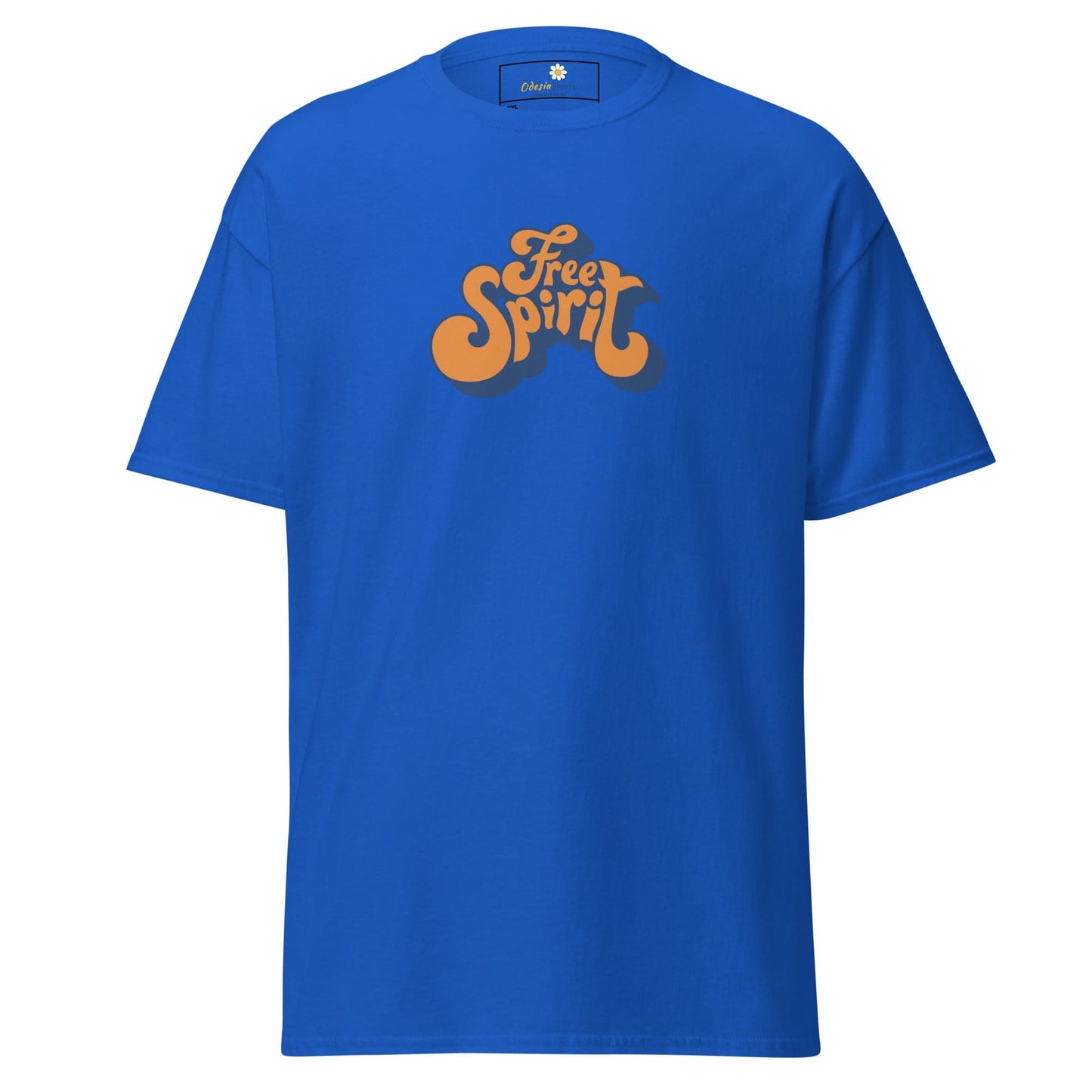 Blue T-shirt with Free Spirit text for Men and Women in 2XL to 5XL sizes