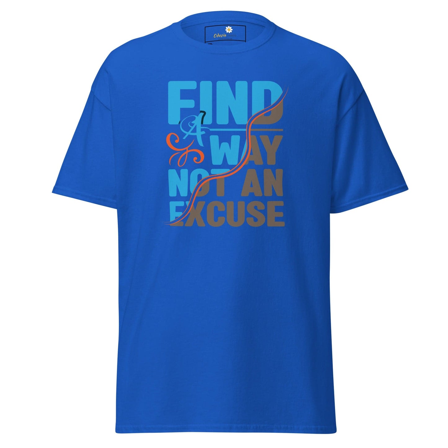 Blue T-shirt with motivational text for men and women in 2XL to 5XL sizes