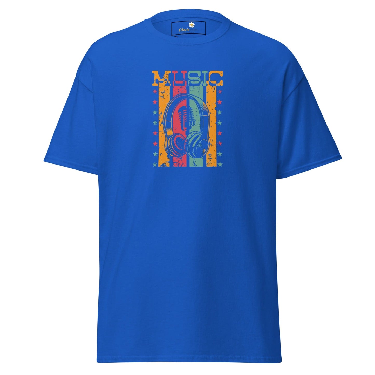 Blue T-shirt with music graphic for Men and Women in 2XL to 5XL sizes