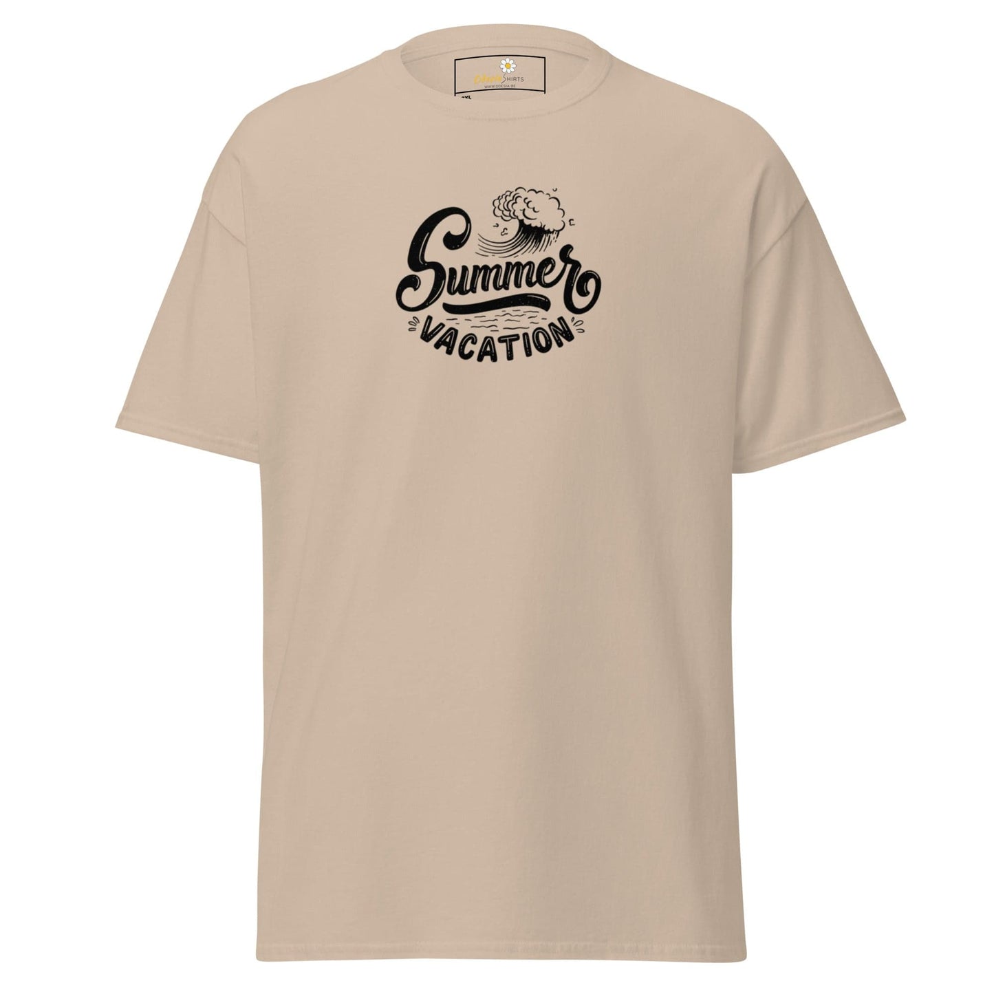 Beige T-shirt with Summer Vacation graphic for Men and Women in 2XL to 5XL sizes