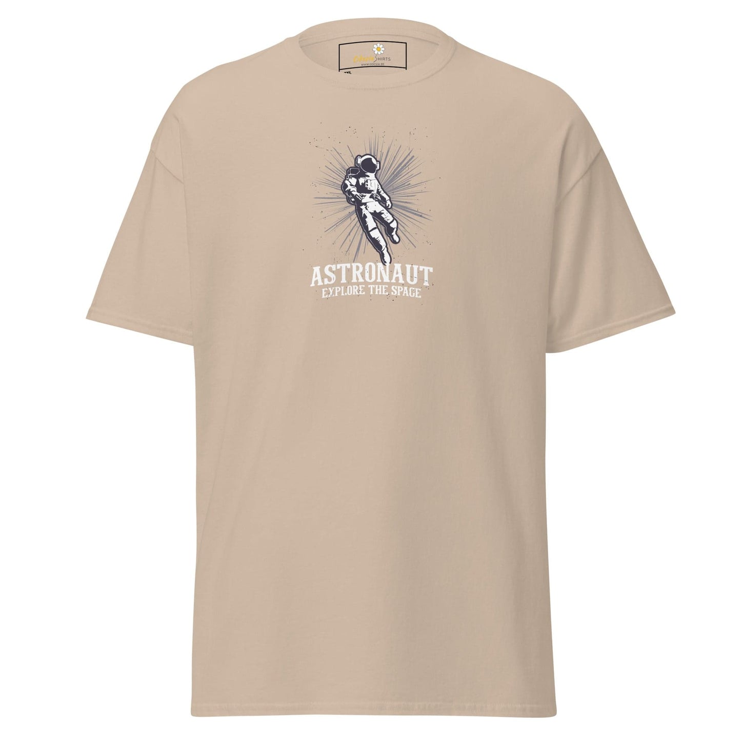 Beige T-shirt with astronaut graphic from T-SHIRT DESIGN TEE for Men and Women